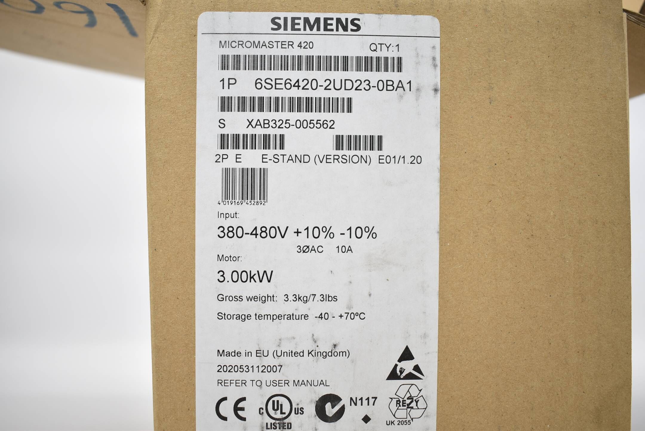 Siemens Micromaster 420 6SE6420-2UD23-0BA1 ( 6SE6 420-2UD23-0BA1 )