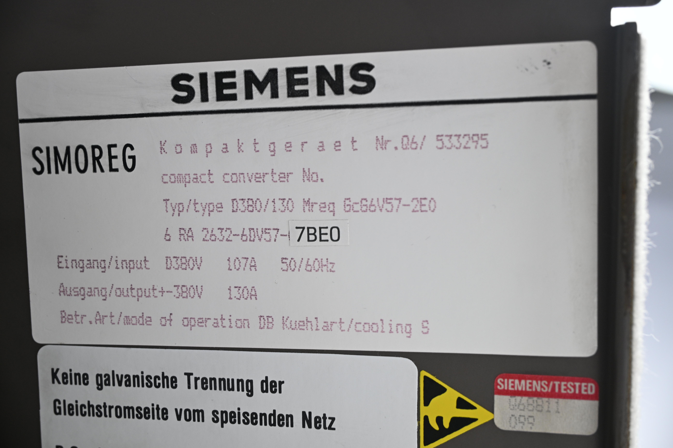 Siemens Simoreg Stromrichtergerät 6RA2632-6DV57-7BE0 ( 6RA2 632-6DV57-7BE0 )