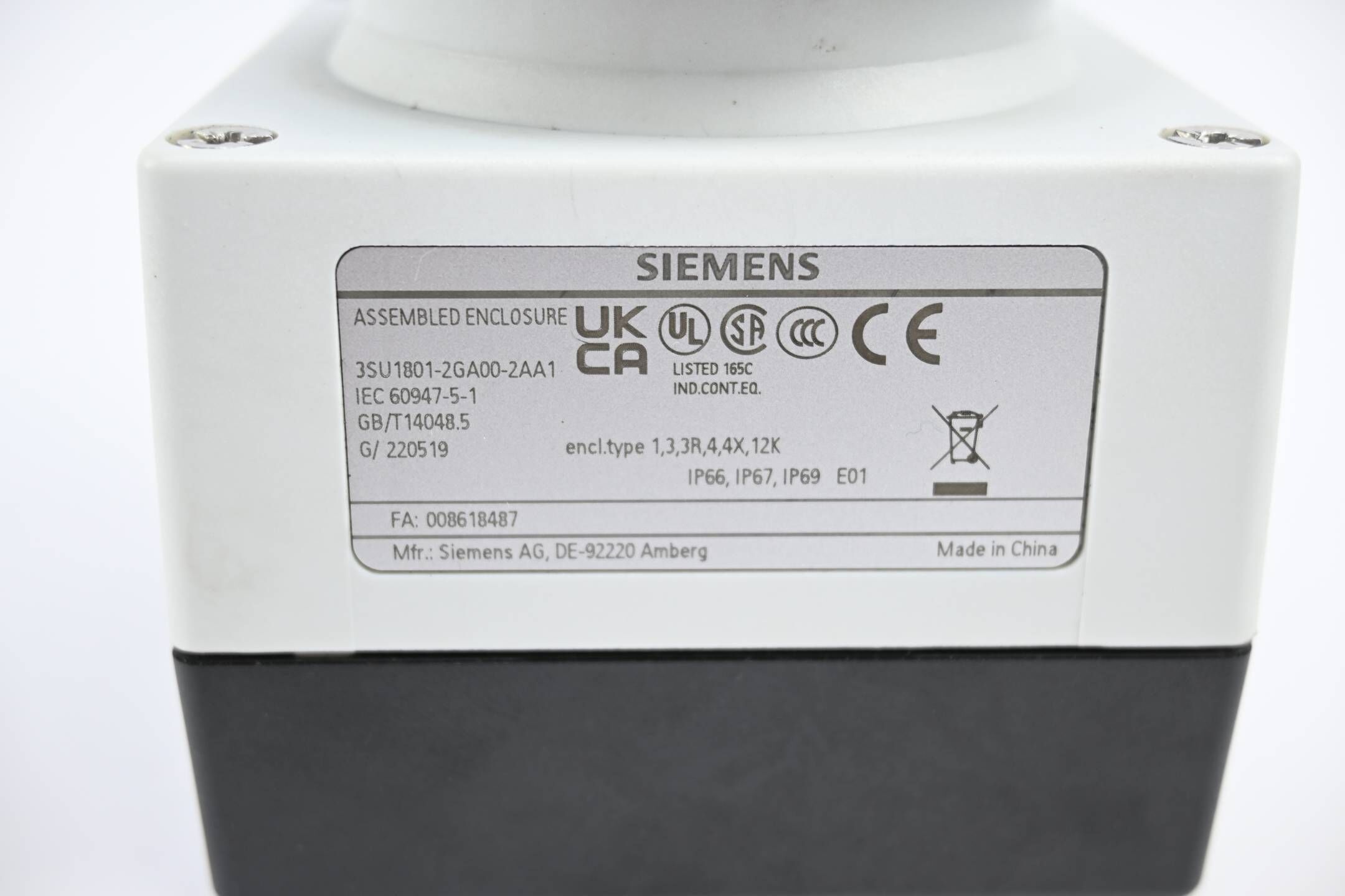 Siemens Gehäuse für Befehlsgeräte 3SU1801-2GA00-2AA1 ( 3SU1 801-2GA00-2AA1 )