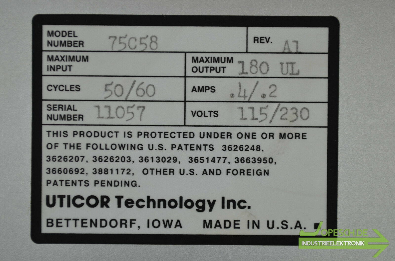 UTICOR Director 4001 75C58