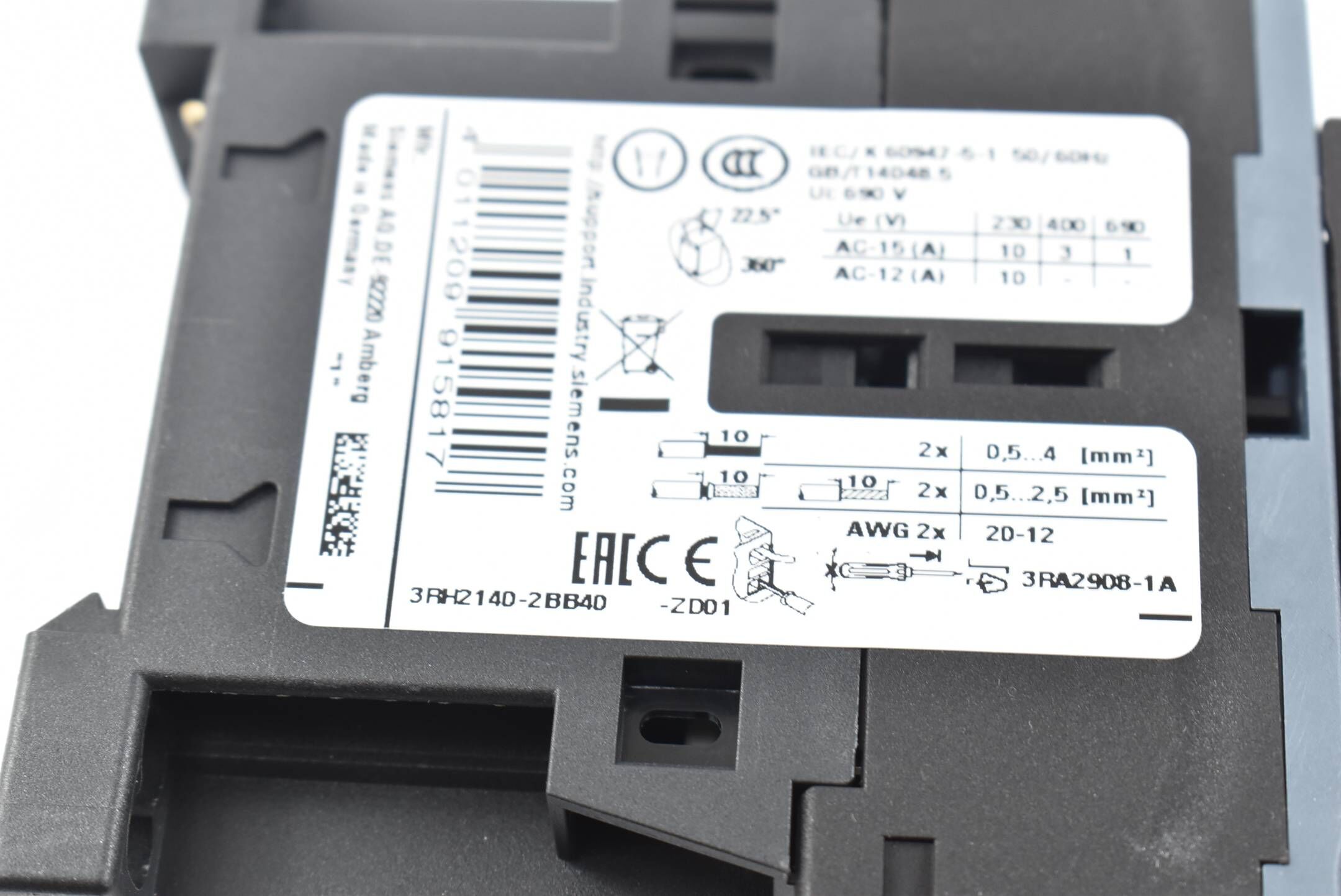 Siemens Sirius Hilfsschütz 3RH2140-2BB40 ( 3RH2 140-2BB40 ) inkl. 3RH2911-2GA31
