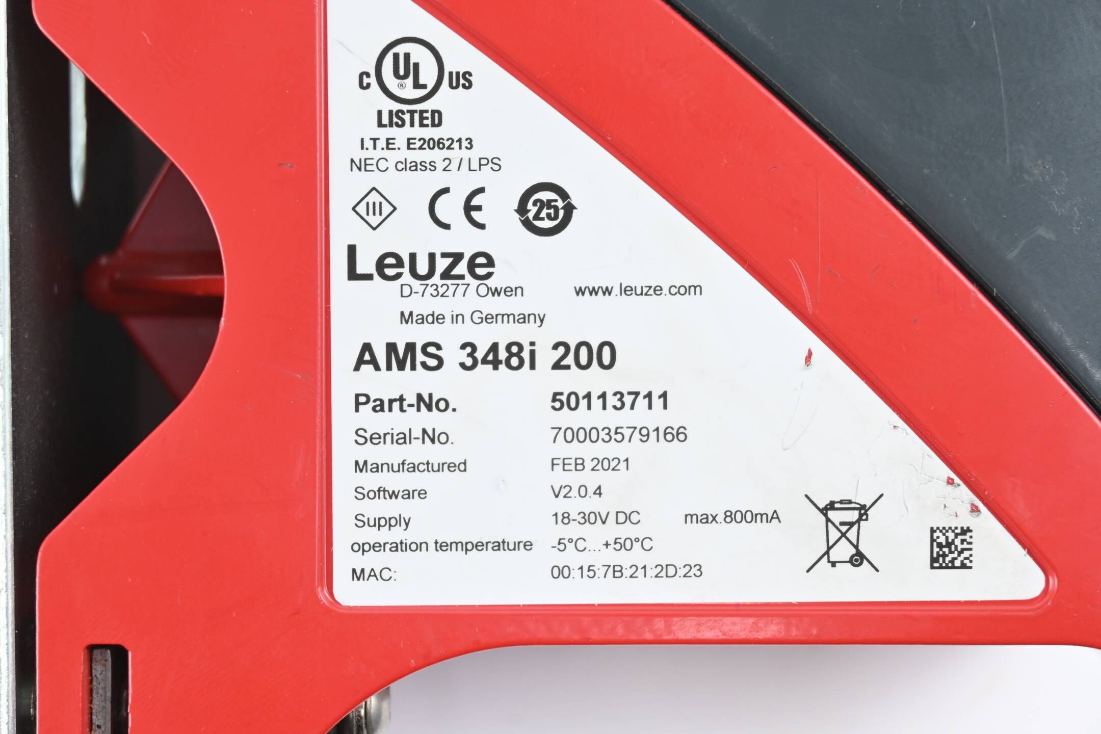 Leuze Electronic Optischer Abstandssensor AMS 348i 200 ( 50113711 )