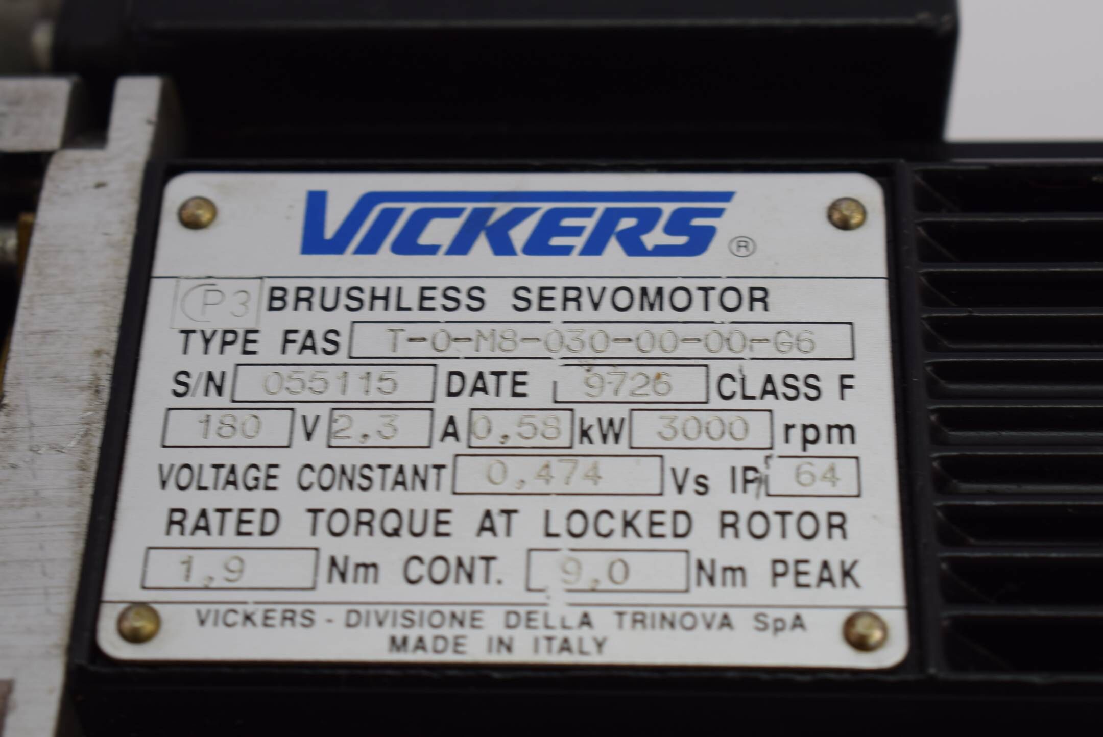Vickers Brushless Servomotor T-M8-030-00-00-G6 Inkl. HP miniGear 75-5