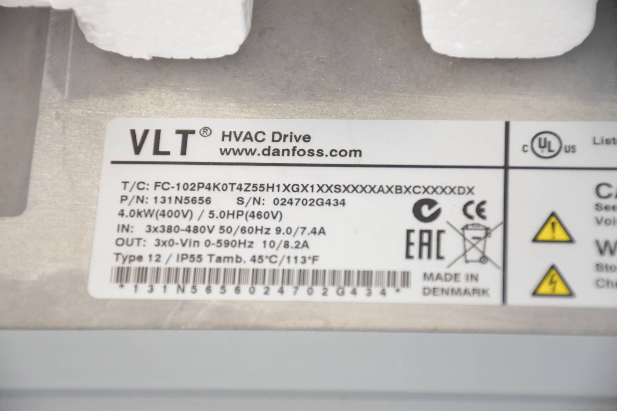 Danfoss VLT® HVAC FC-102 FC-102P4K0T4Z55H1XGX1XXSXXXXAXBXCXXXXDX ( 131N5656 )