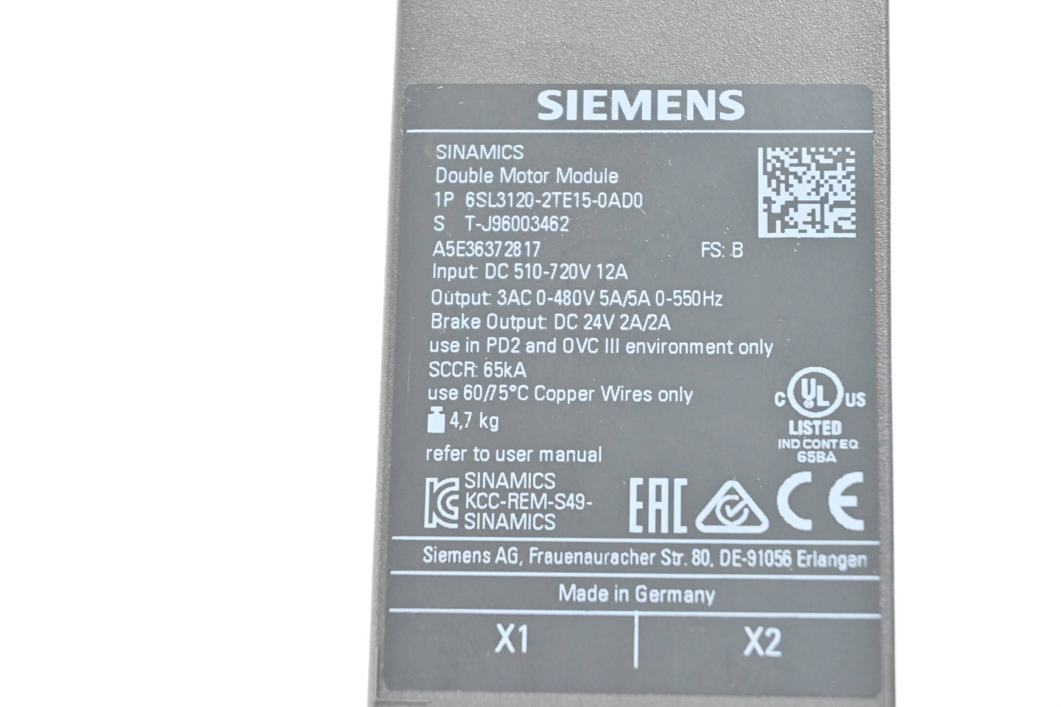 Siemens sinamics S120 6SL3120-2TE15-0AD0 ( 6SL3 120-2TE15-0AD0 ) FS.B