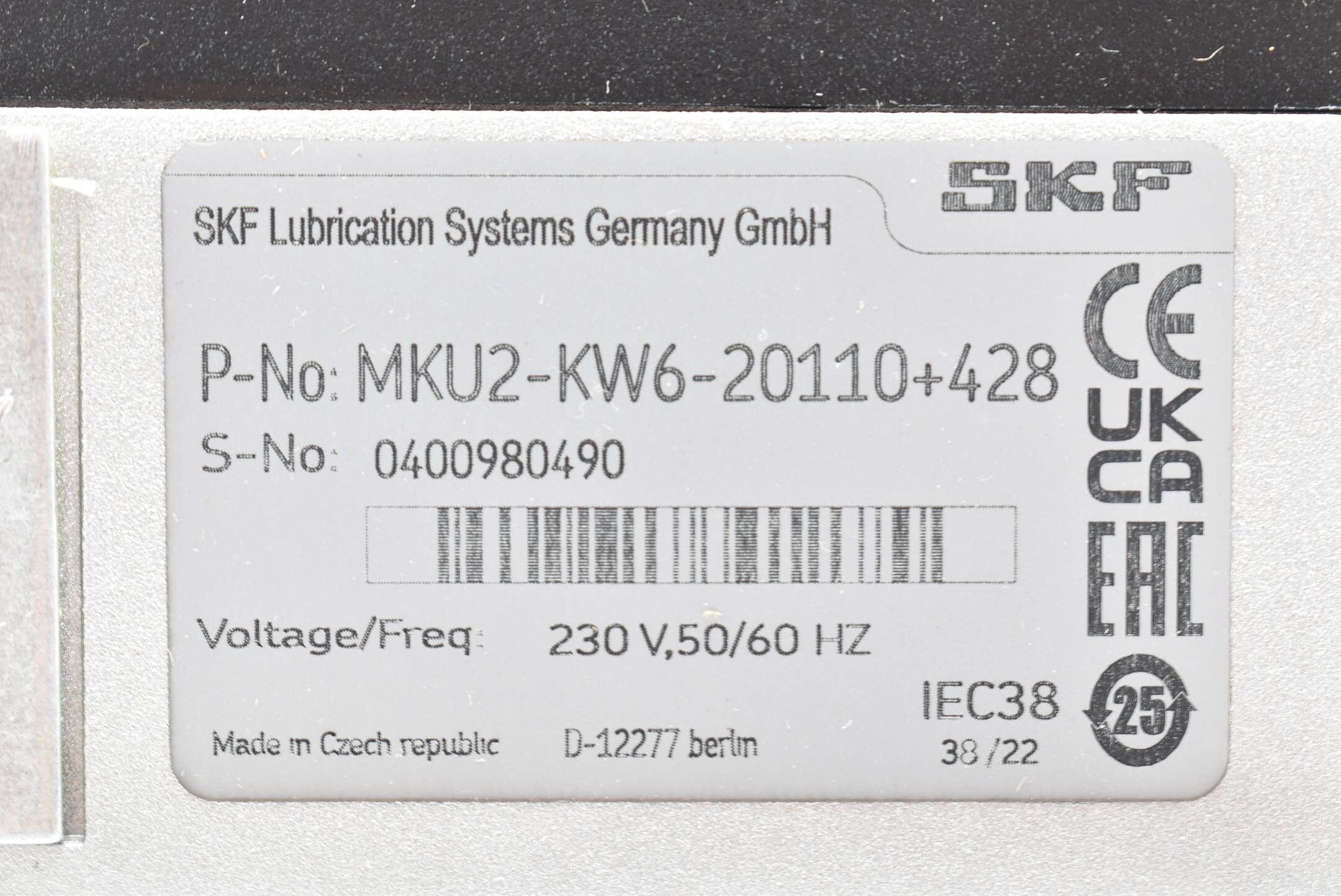 SKF Einleitungspumpe MKU2-KW6-20110+428 ( 230V 50-60Hz )