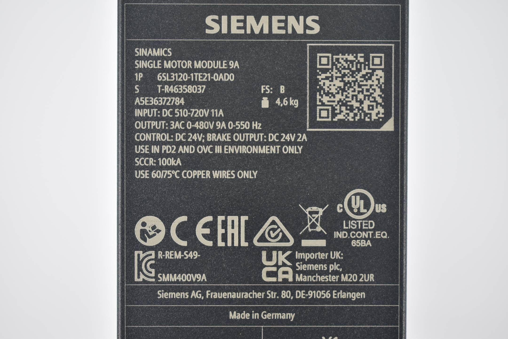 Siemens sinamics S120 6SL3 120-1TE21-0AD0 ( 6SL3120-1TE21-0AD0 ) E.B