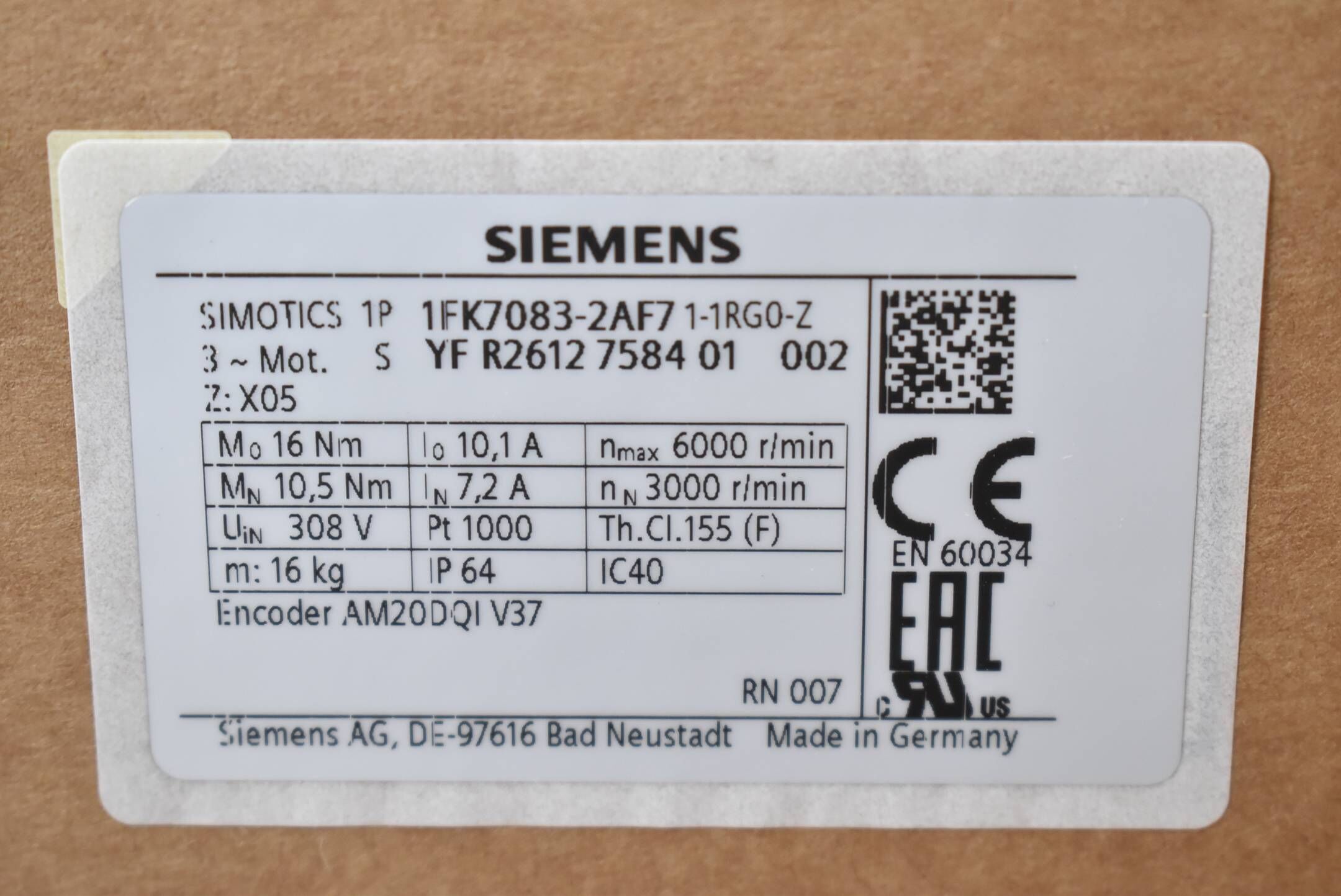Siemens Simitocs S Synchronmotor 1FK7083-2AF71-1RG0-Z ( 1FK7 083-2AF71-1RG0-Z )