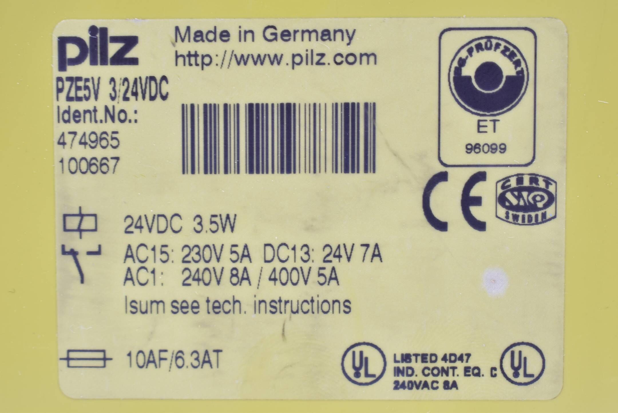 Pilz 24VDC 3,5W PZE5V 3/24VDC ( 474965 )
