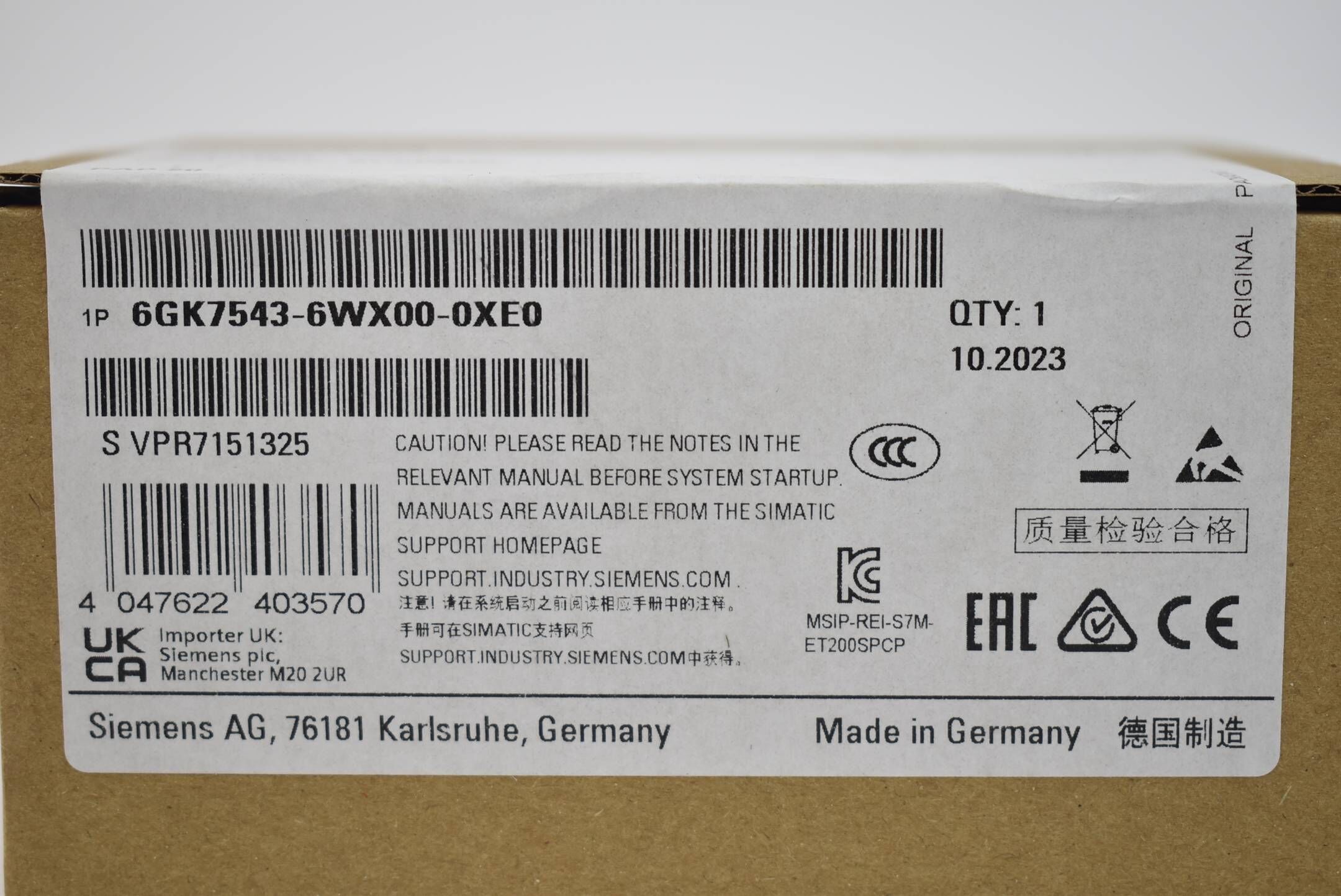 Siemens simatic NET ET 200SPCP 6GK7 543-6WX00-0XE0 ( 6GK7543-6WX00-0XE0 ) E02