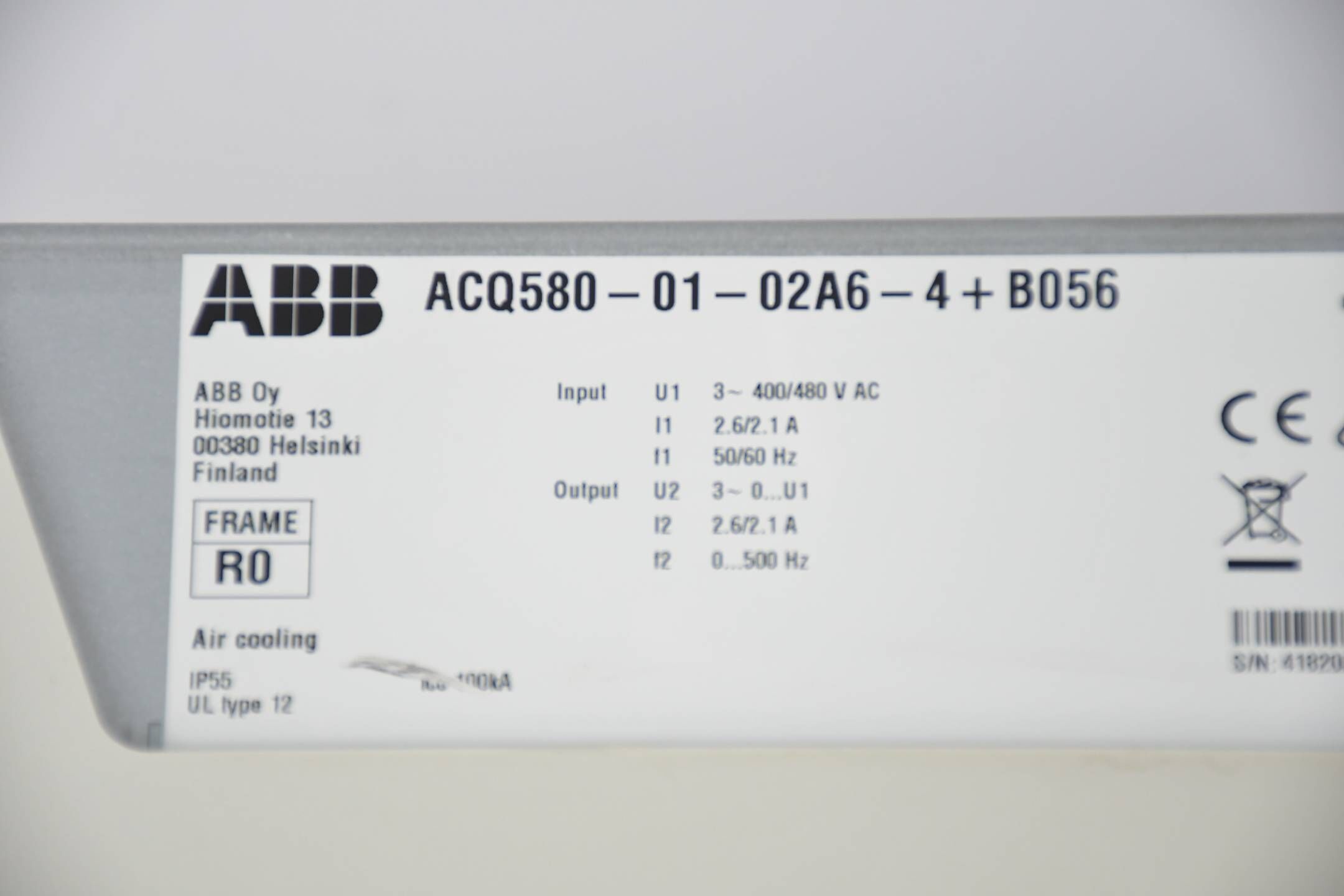 ABB Frequenzumrichter ACQ580-01-02A6-4+B056