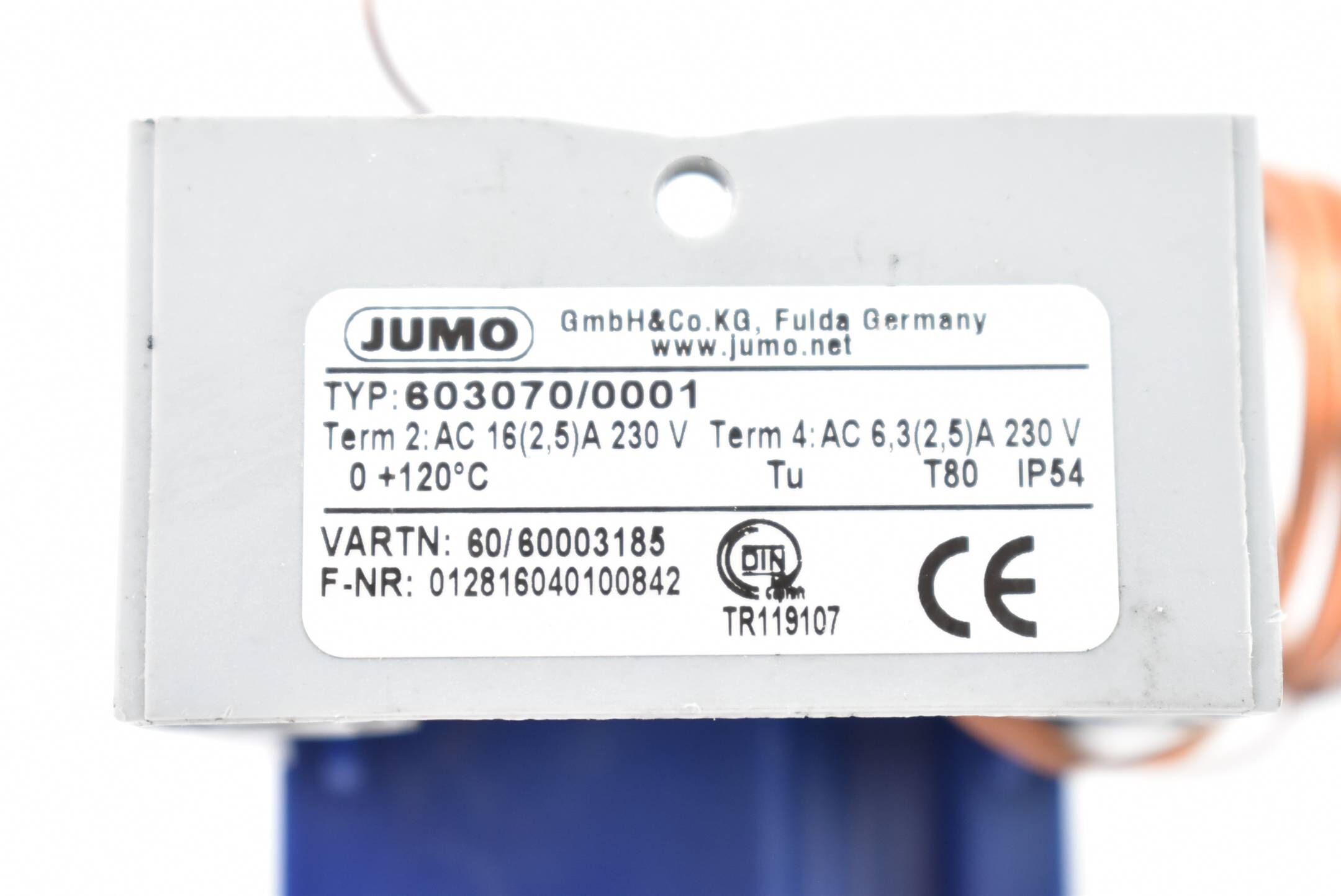JUMO Raumthermostat 16(2,5)A 230V 0+120°C IP54 603070/0001