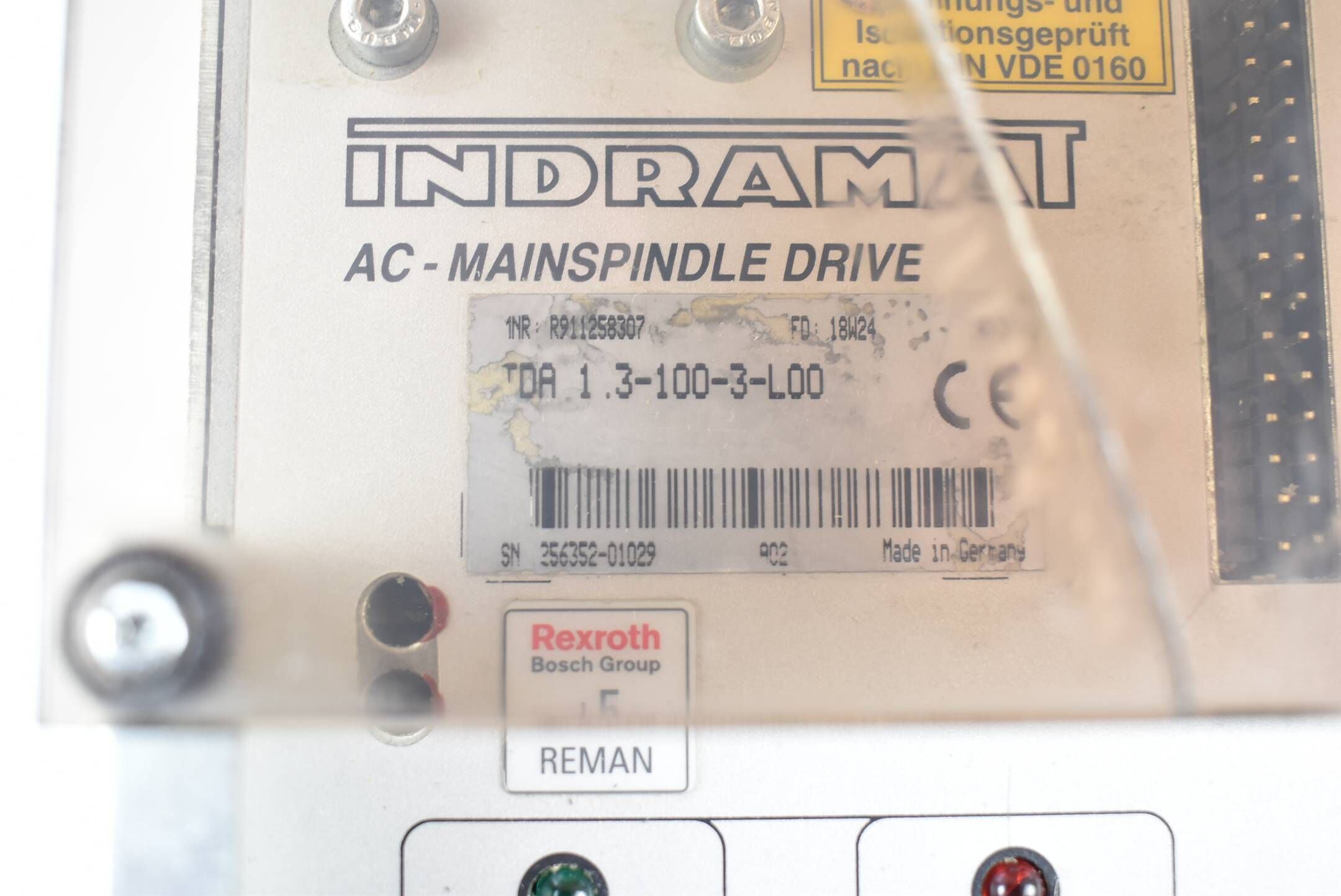 Indramat AC Mainspindle Drive TDA 1.3-100-3-L00 ( R911258307 )