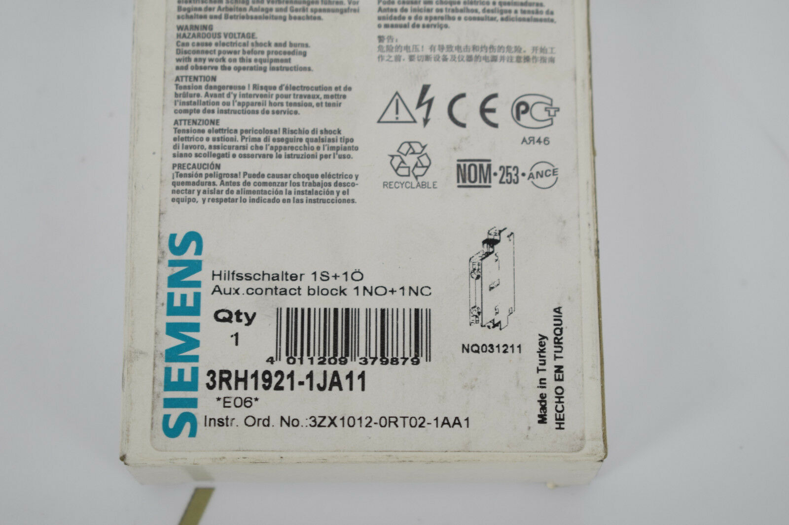 Siemens Hilfsschalterblock 3RH1921-1JA11 ( 3RH1 921-1JA11 )