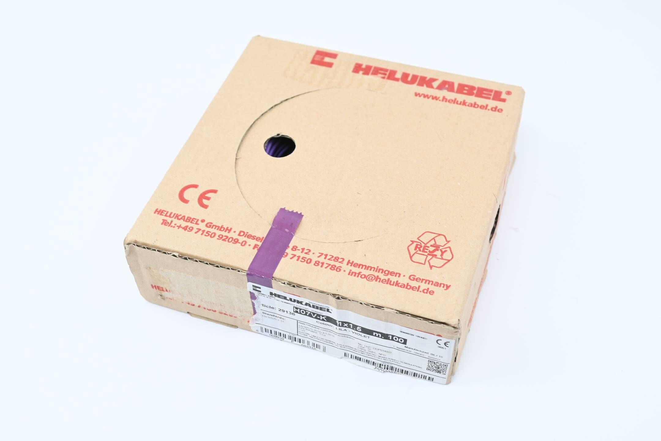 Helukabel Einzelader H07V-K Ring 1x1,5qmm, Lila-Violet ( 29136 ) 100m