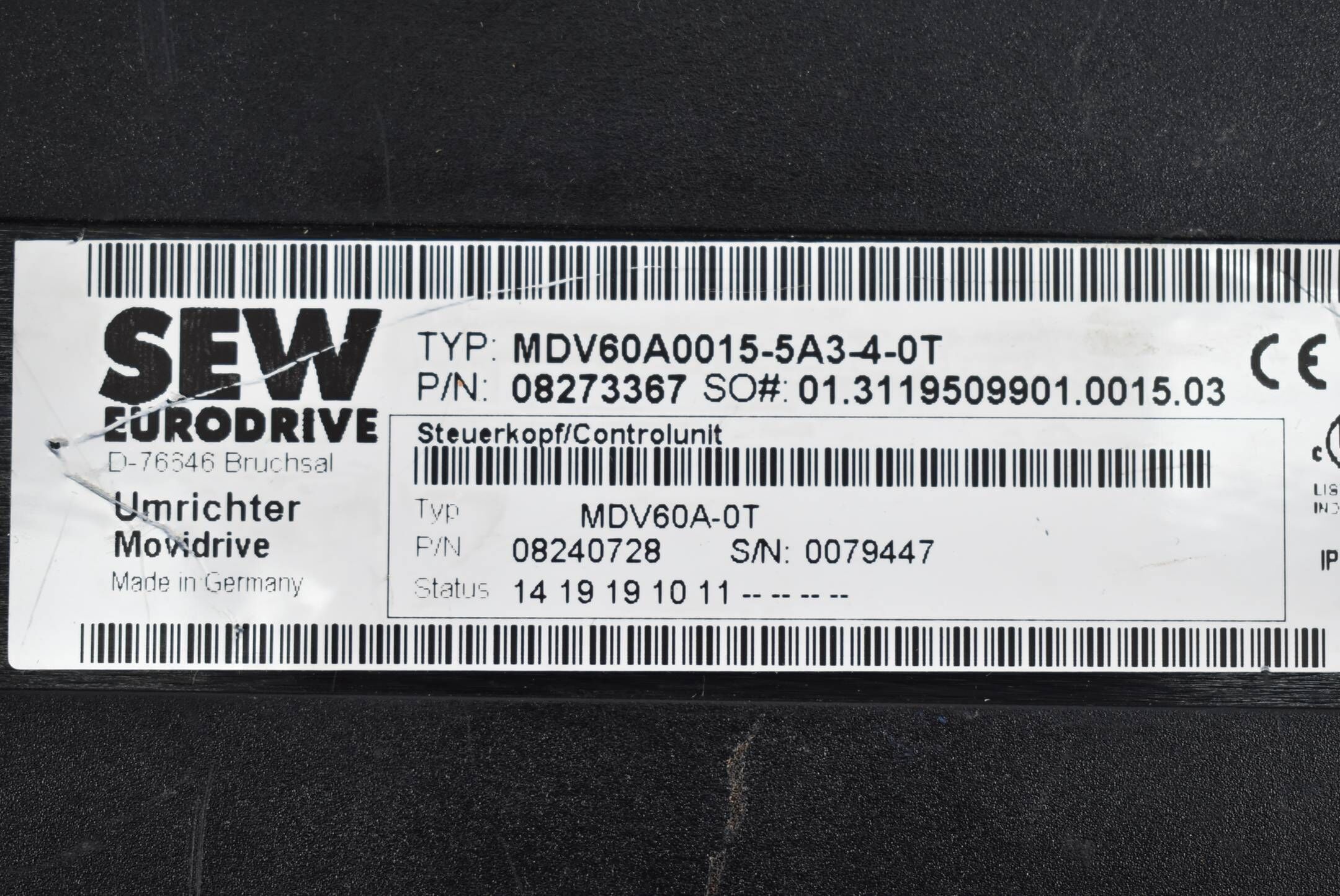 SEW Eurodrive Umrichter Frequenzumrichter MDV60A0015-5A3-4-0T