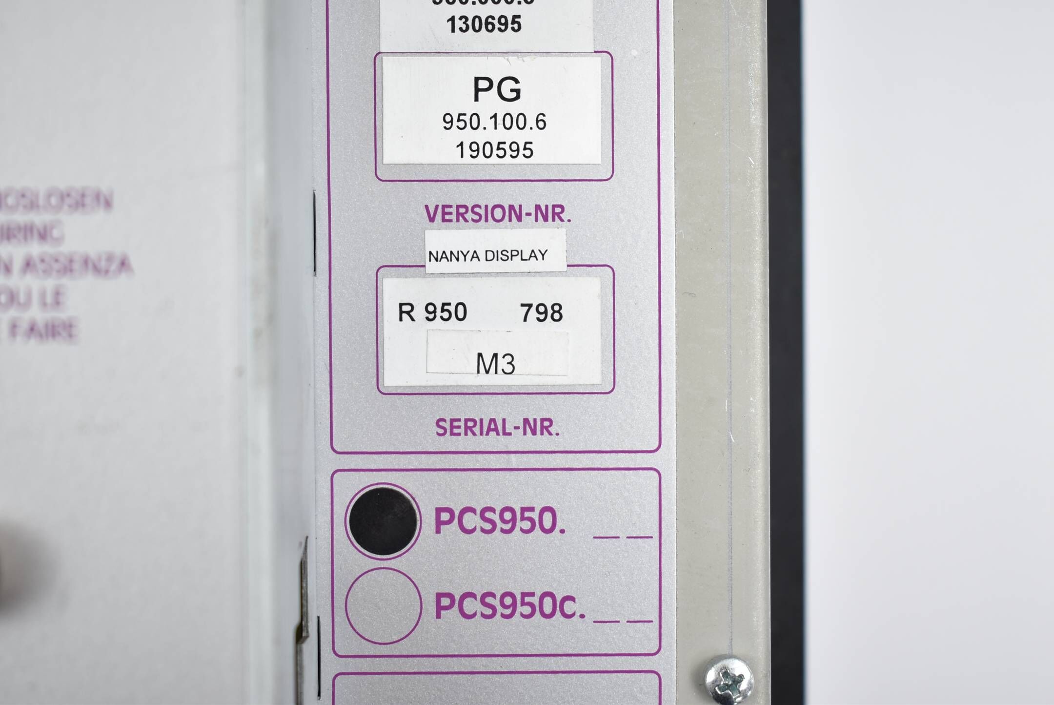KBA Lauer PCS950 Panel PG 950.100.6 + ArcNET Kassette PCS 808