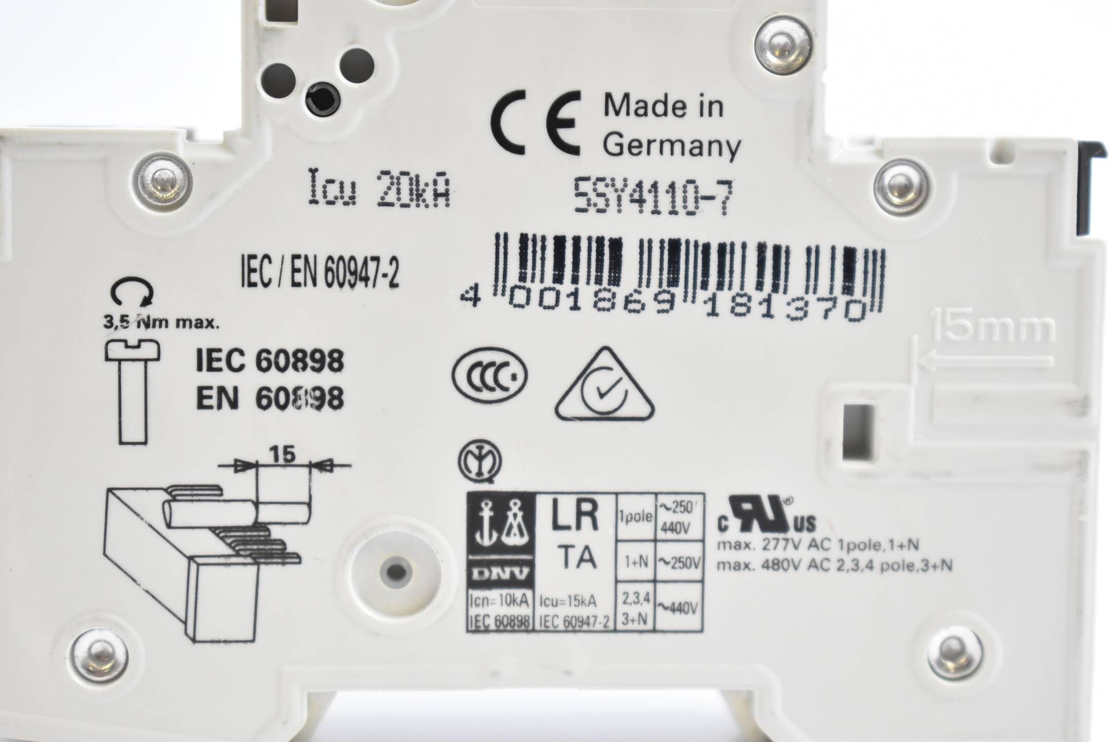 Siemens Leitungsschutzschalter 200/400V 5SY4110-7 ( 5SY4 110-7 )