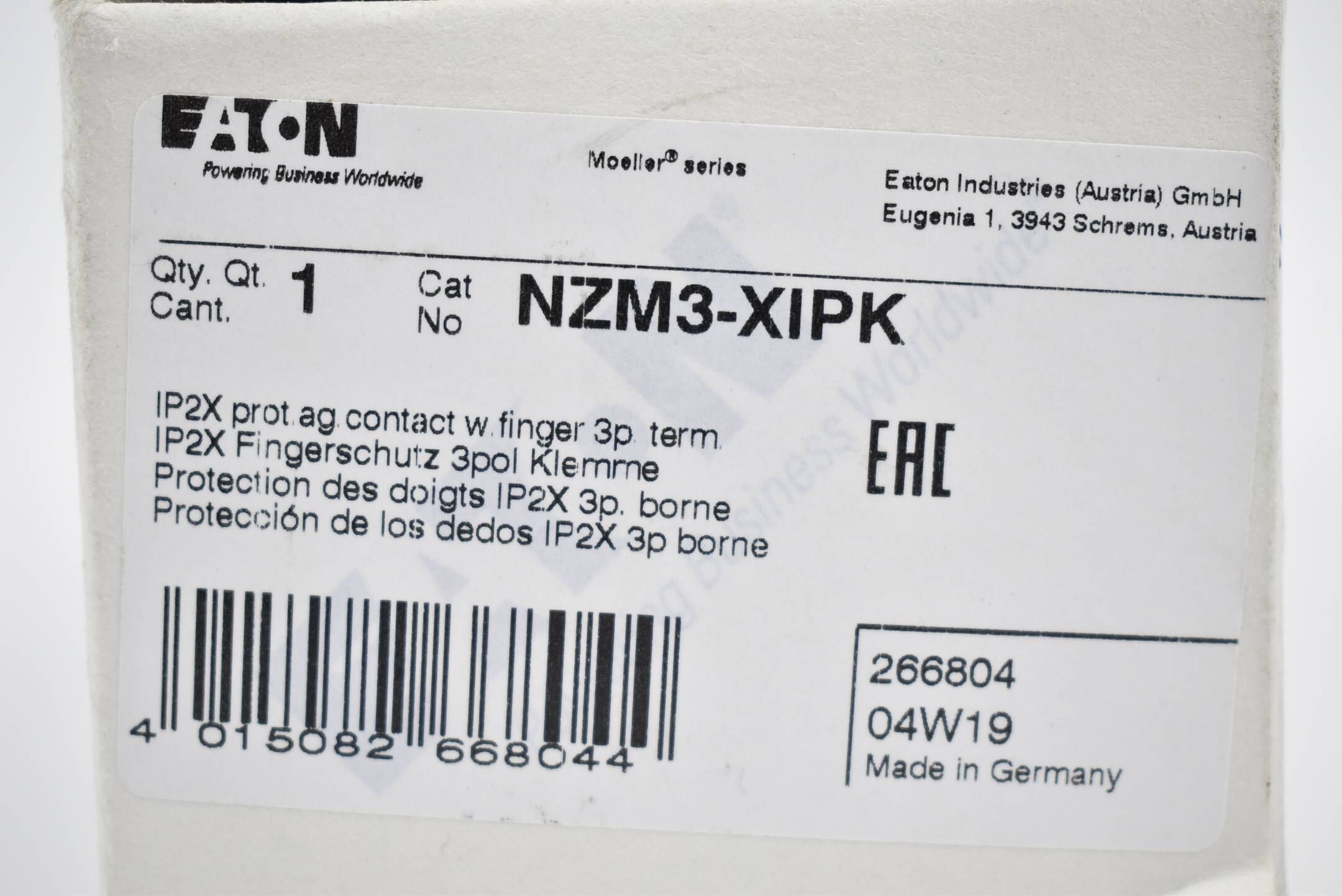 Eaton Fingerschutz 3-polig Klemme NZM3-XIPK ( 266804 )