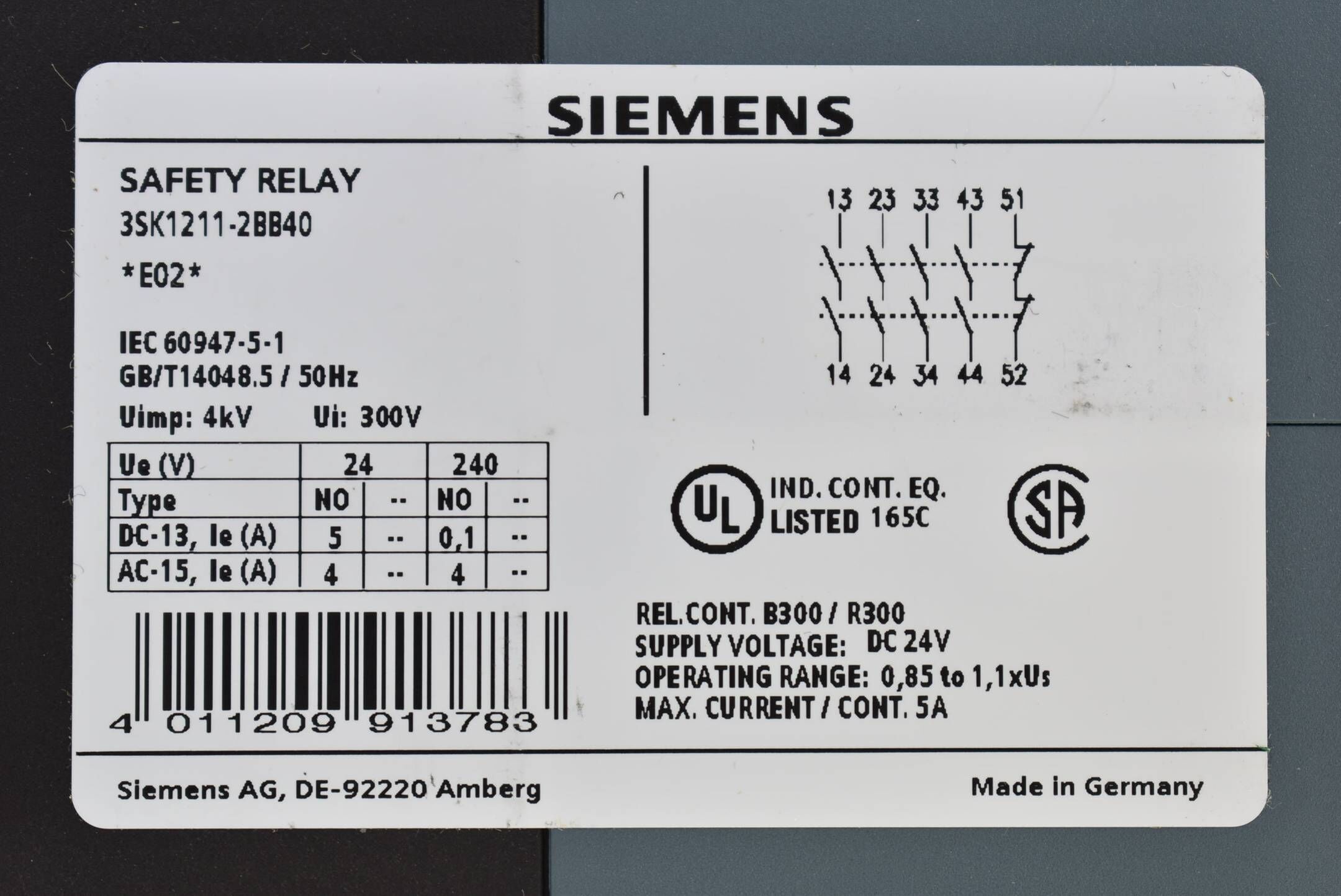 Siemens sirius Sicherheitsschaltgerät 4RO 24 V DC 3SK1211-2BB40