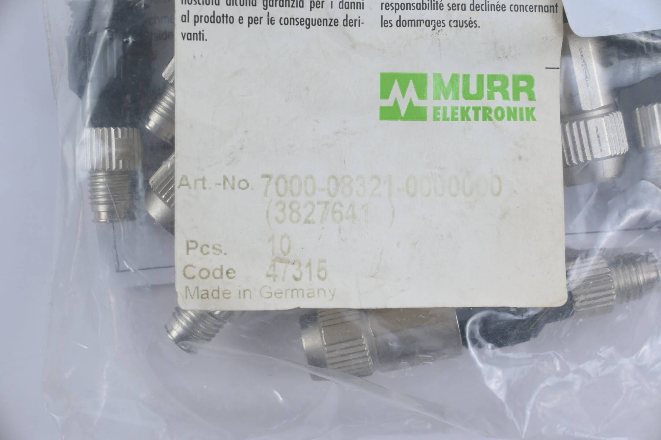 Murr Elektronik 10 Stück Adapter SAT 3Pol. + M8 Stecker ( 7000-08321-0000000 )