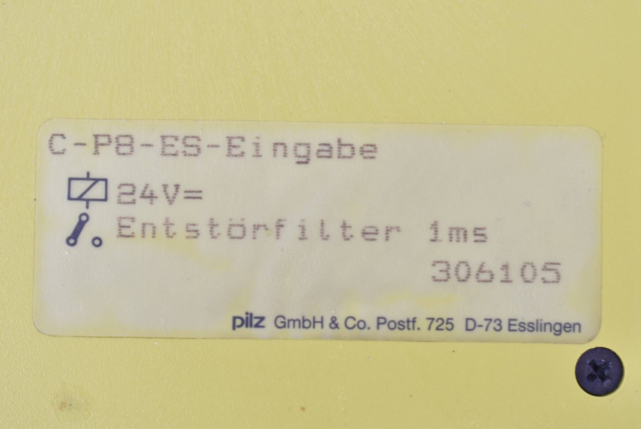 Pilz 24V Entstörfilter 1ms C-P8-ES-Eingabe ( 306105 )