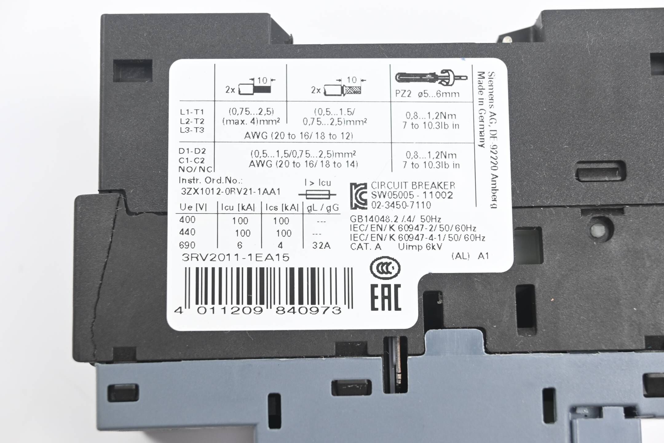 Siemens Sirius Leistungsshalter 3RV2011-1EA15 ( 3RV2 011-1EA15 )