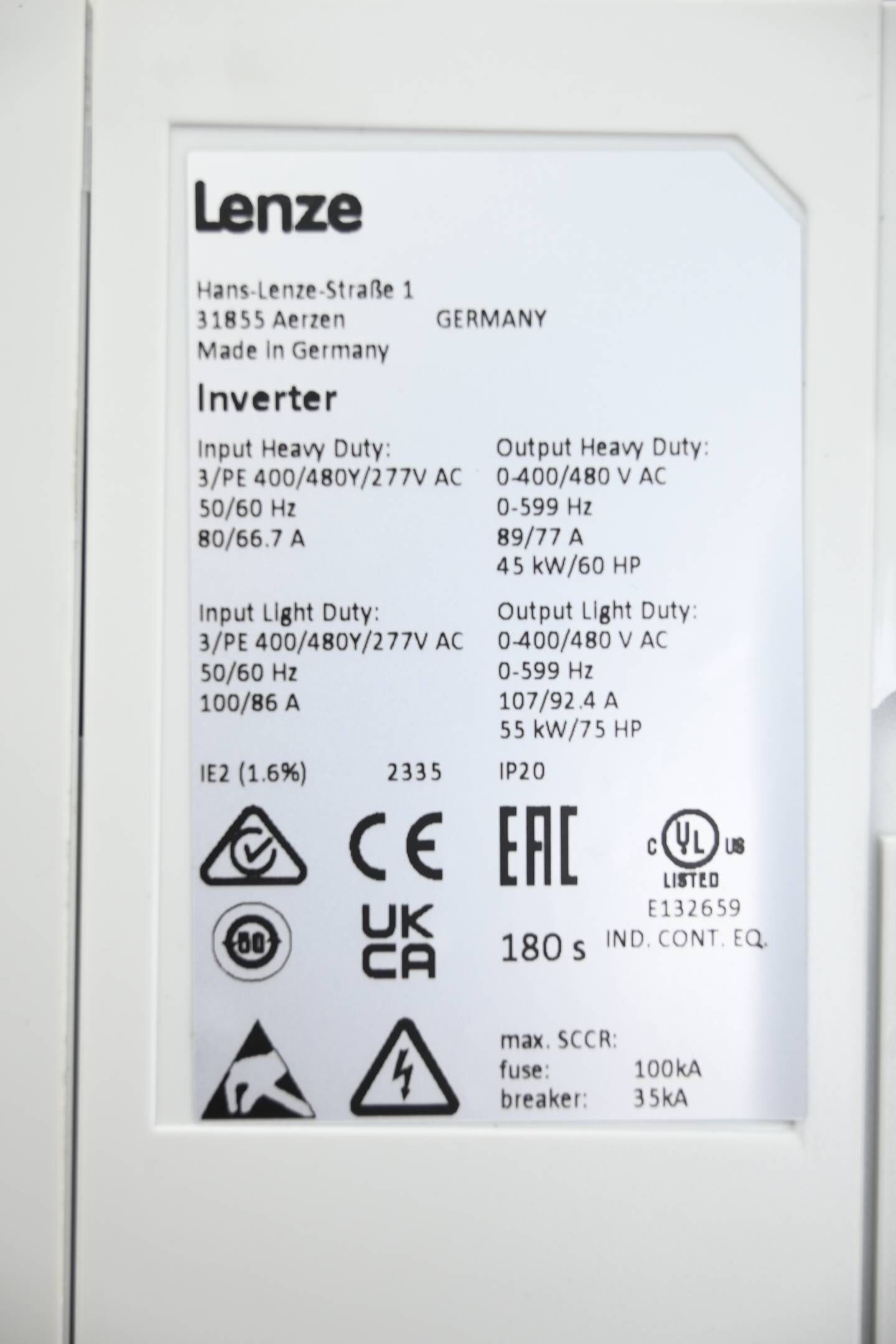 Lenze Umrichter i550 ( I55BE240F10V10000S )