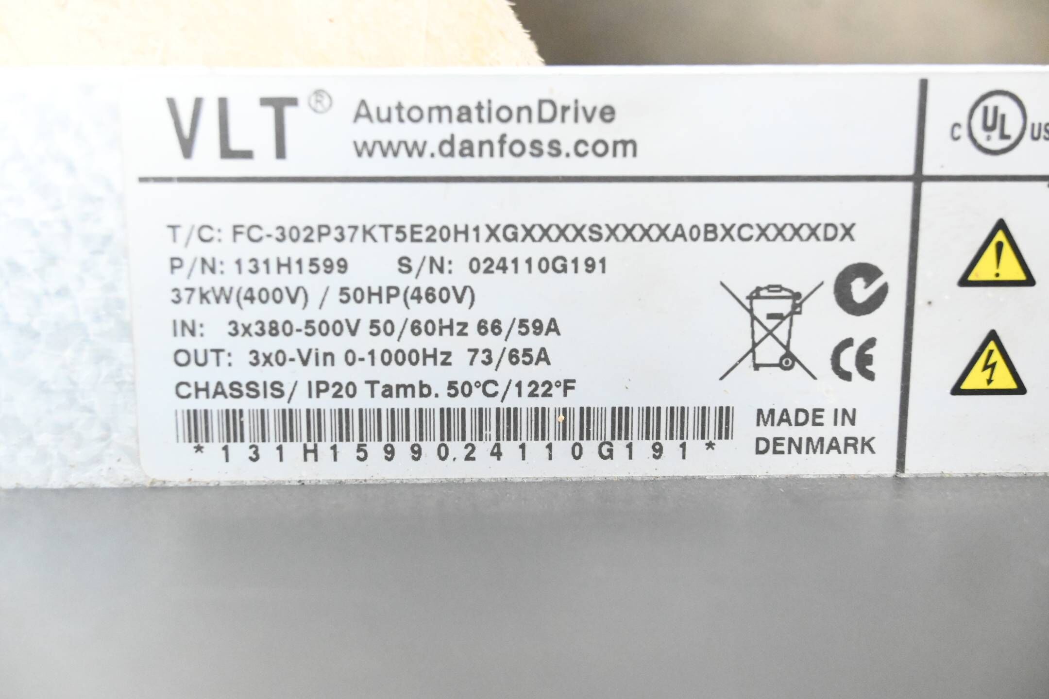 DEFEKT Danfoss VLT FC-302P37KT5E20H1XGXXXXSXXXXA0BXCXXXXDX ( 131H1599 )