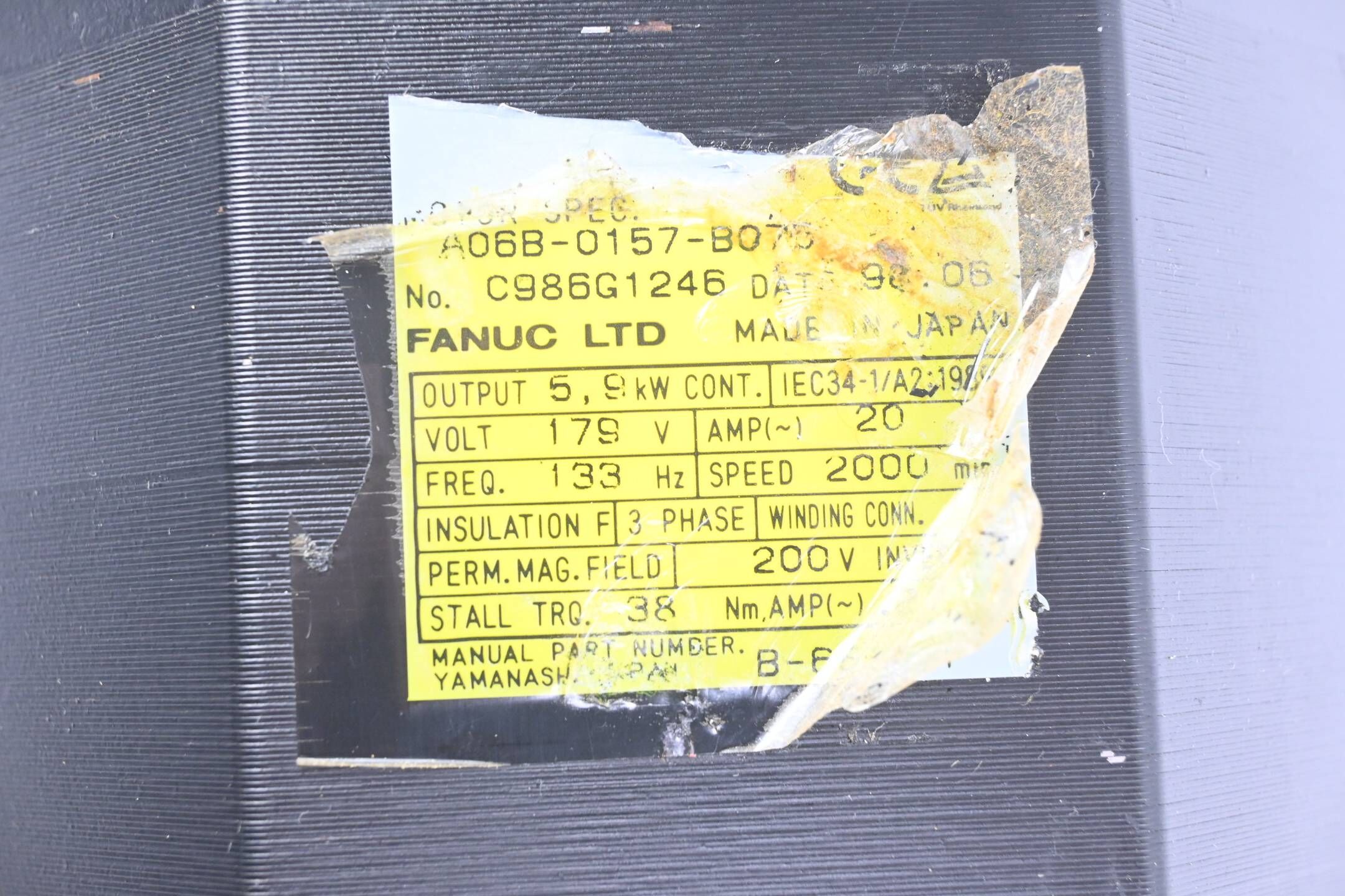 Fanuc AC Servo Motor A06B-0157-B075