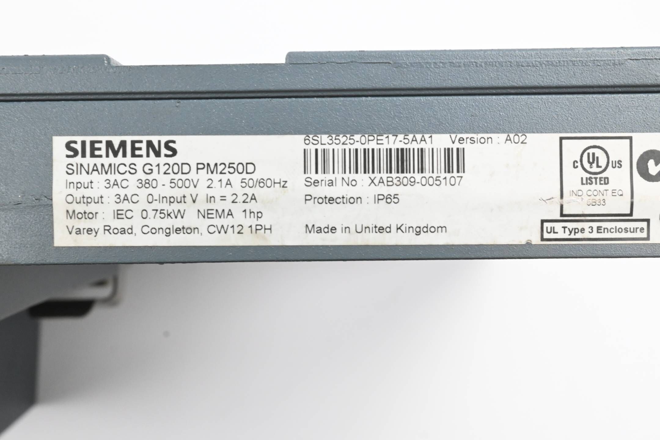 Siemens sinamics G120D PM250D 6SL3525-0PE17-5AA1 ( 6SL3 525-0PE17-5AA1 )