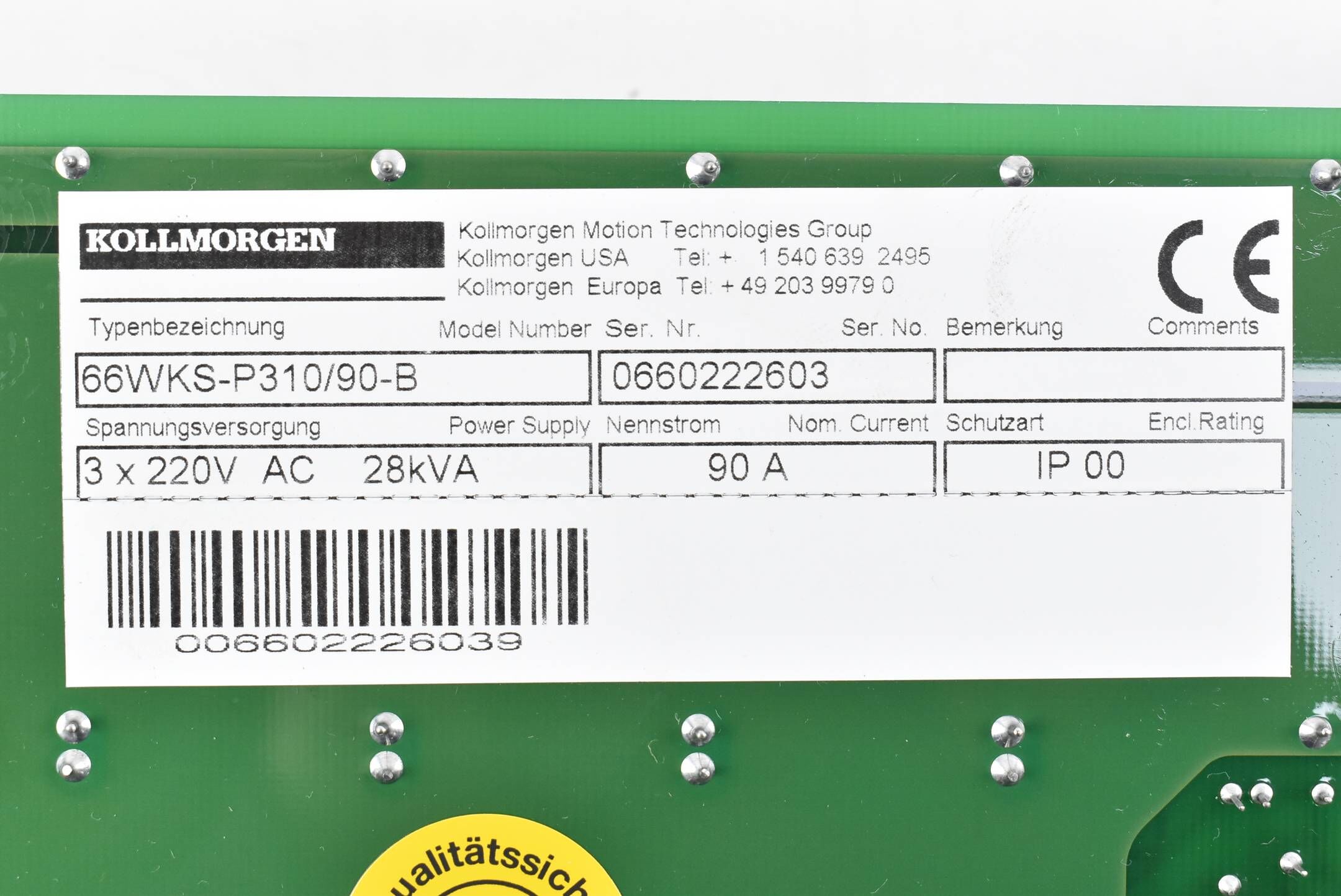 Kollmorgen Seidel Servoverstärker 66WKS-P310/90-B ( 3x220VAC 28kVA 90A )