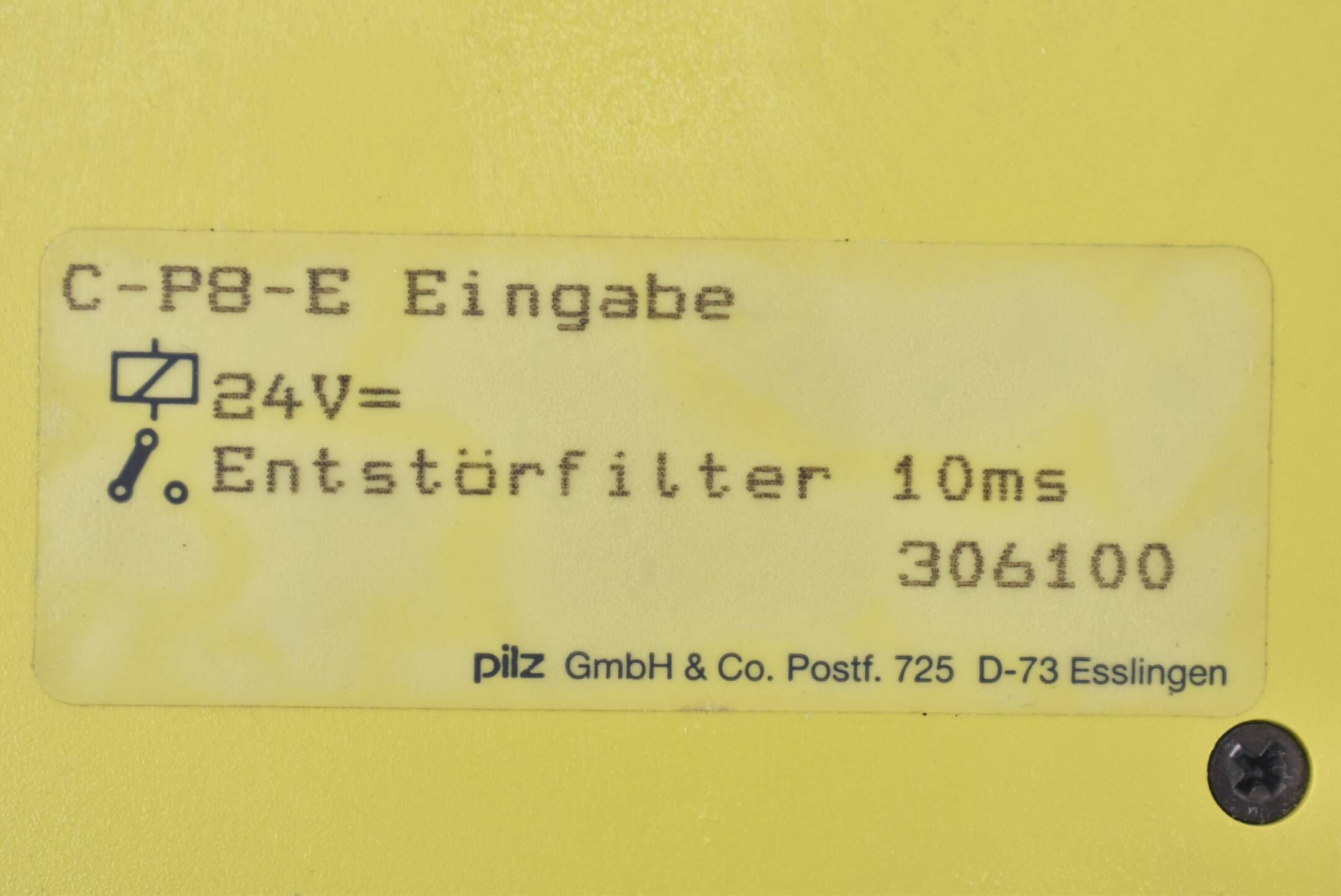 Pilz 24V Entstörfilter 10ms C-P8-E Eingabe ( 306100 )