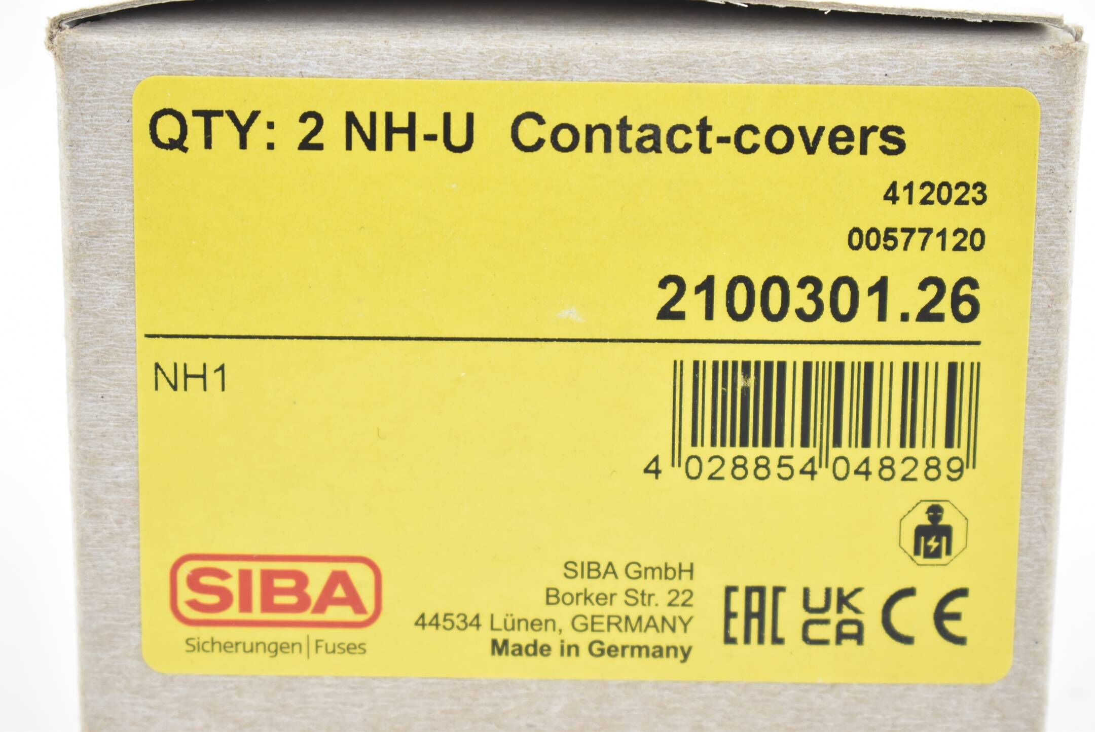 SIBA 2 NH-U Contact-covers 2100301.26 ( NH1 ) VE 2 Stück