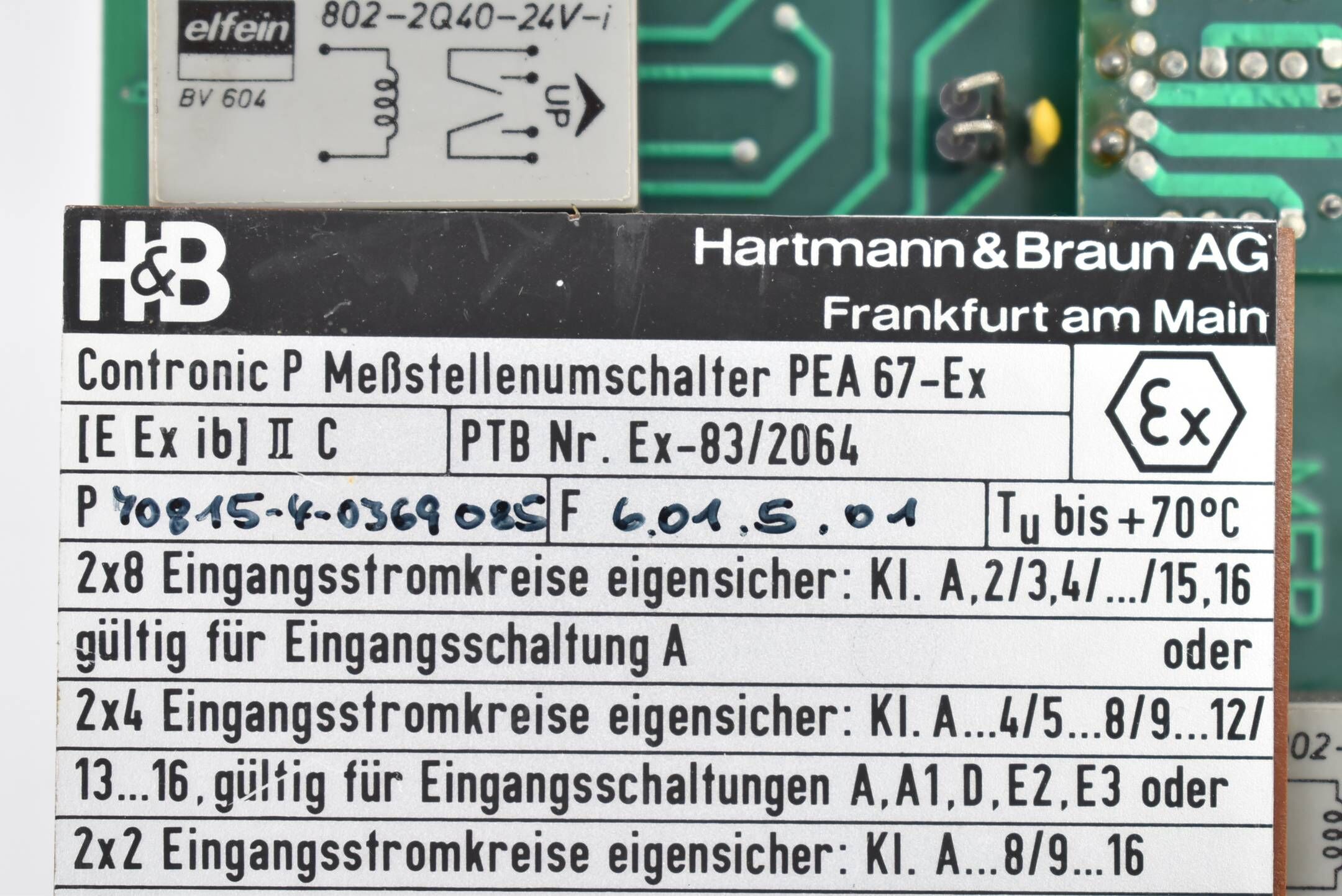 Hartmann & Braun AG Contronic P Messstelleumschalter PEA 67-Ex