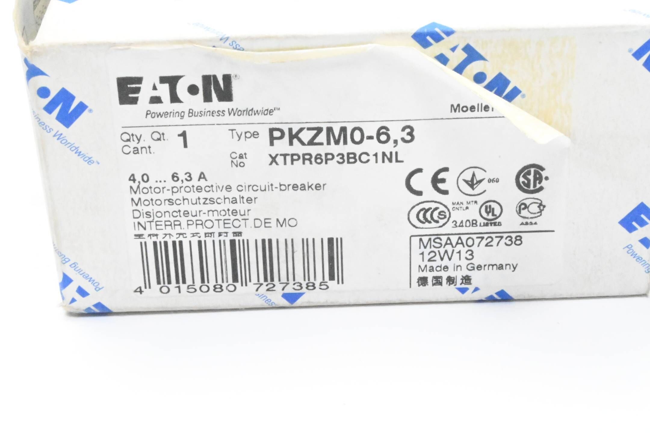 Eaton Moeller Motorschutzschalter PKZM0-6,3 ( XTPR6P3BC1NL )