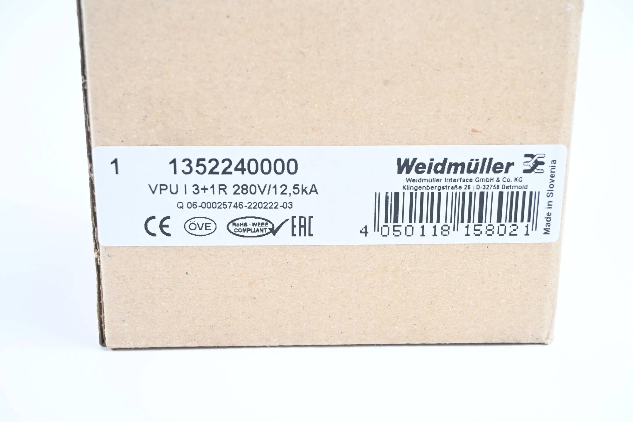 Weidmüller Überspannungsschutz VPU I 3+1 R 280V/12,5KA ( 1352240000 )
