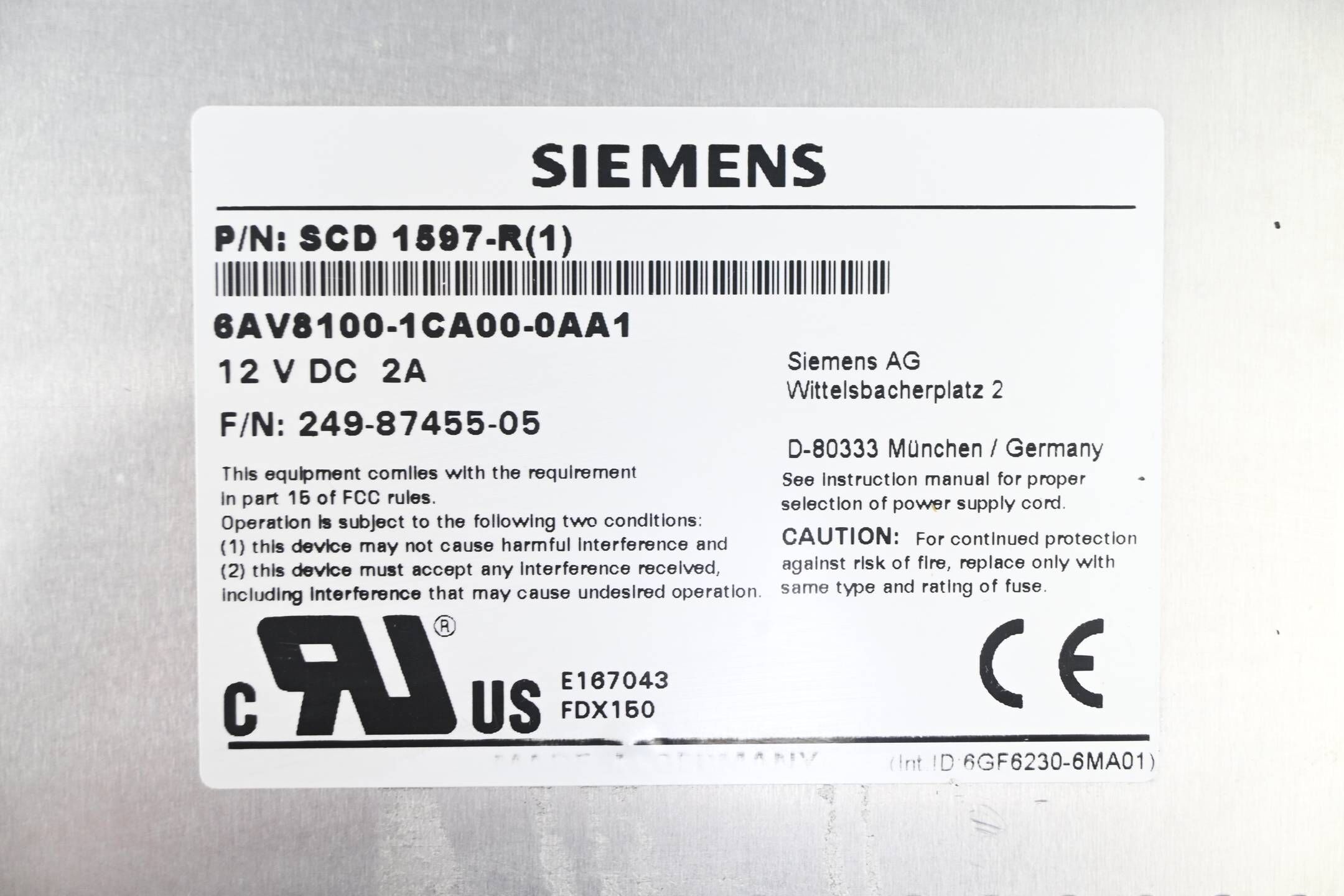 Siemens 15" LCD-Monitor SCD 1597-R 6AV8100-1CA00-0AA1 ( 6AV8 100-1CA00-0AA1 )