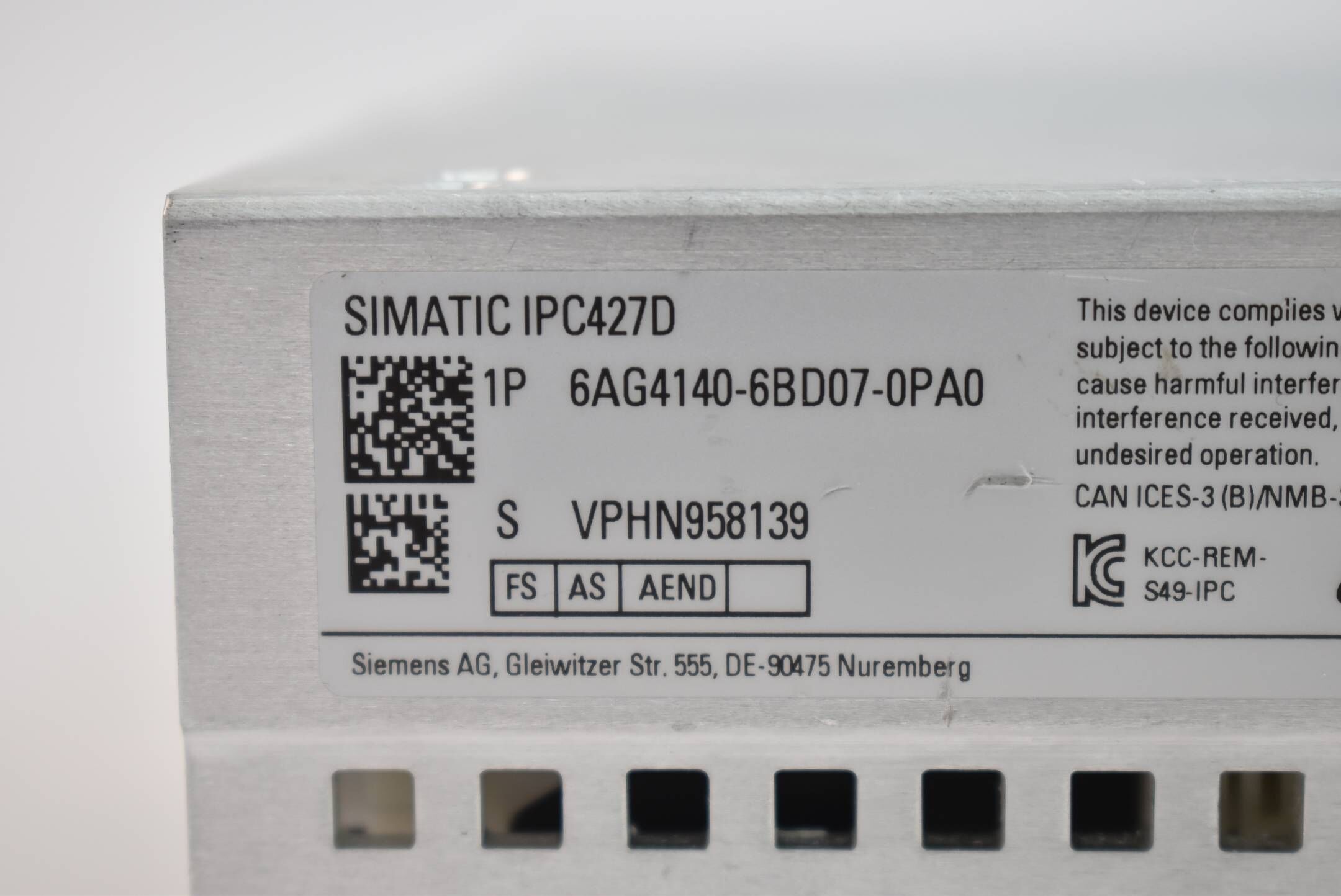Siemens simatic IPC427D Microbox PC 6AG4 140-6BD07-0PA0 ( 6AG4140-6BD07-0PA0 )