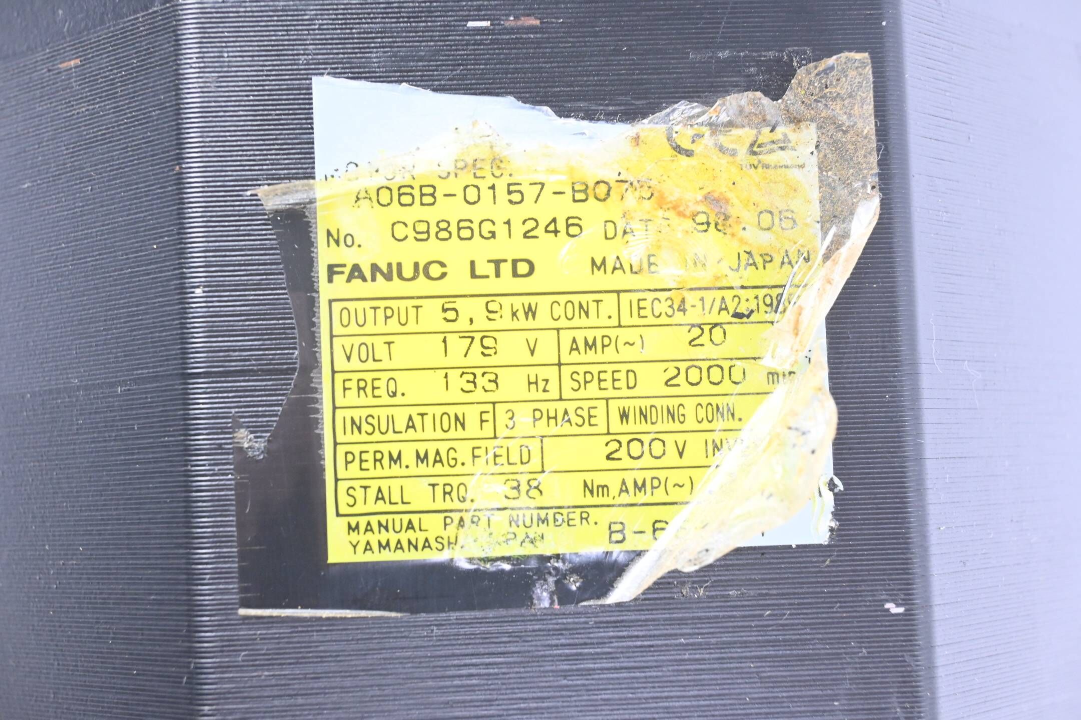 Fanuc AC Servo Motor A06B-0157-B075