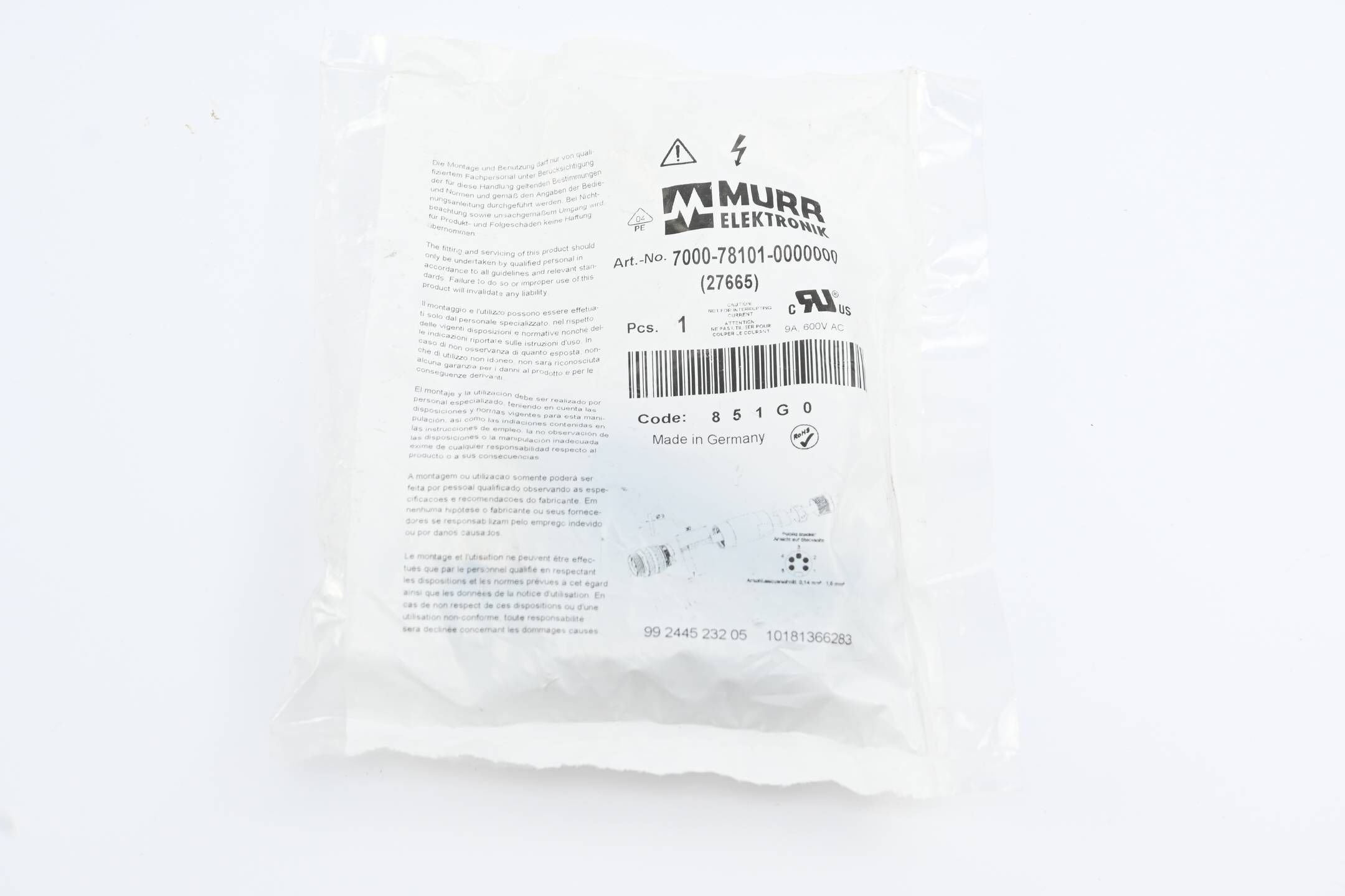 Murr Elektronik 7/8'' St. 0° Schraubklemmanschluss 7000-78101-0000000 