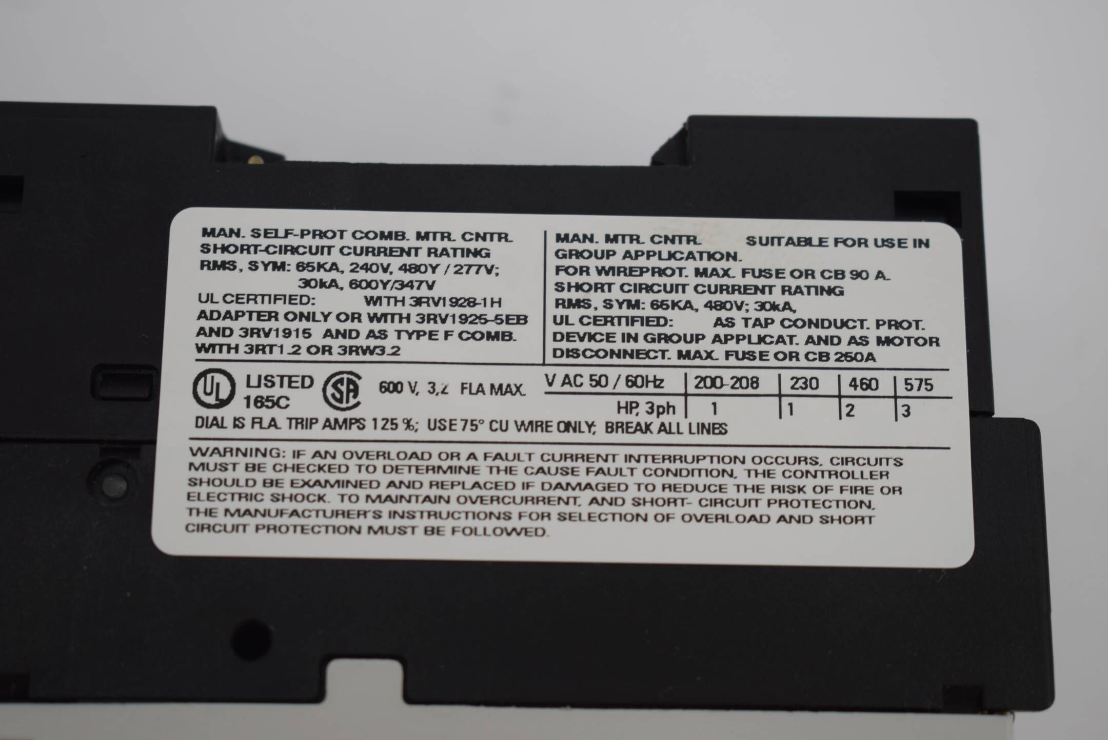 Siemens Leistungsschalter für den Motorschutz CLASS 10 A ( 3RV1021-1DA10 ) E5