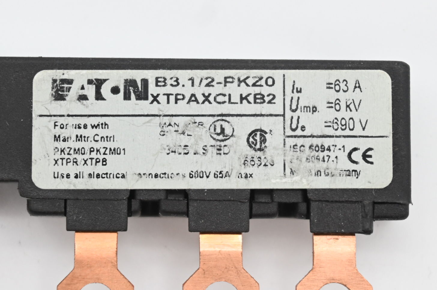 Eaton Drehstrom-Schienenblock B3.1/2-PKZ0 ( XTPAXCLKB2 ) 63A