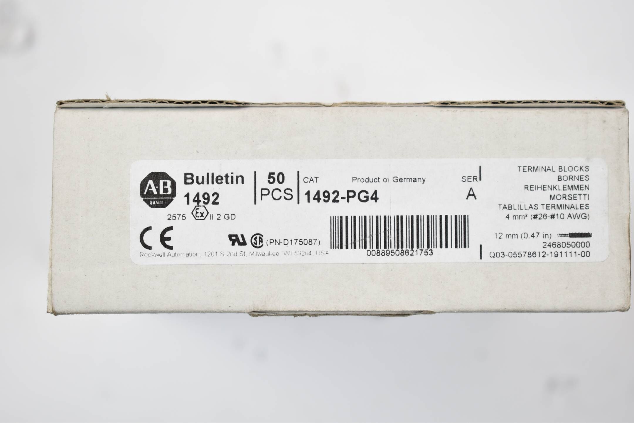 Allen Bradley Bulletin Reihenklemmen 50 Stück 1492-PG4