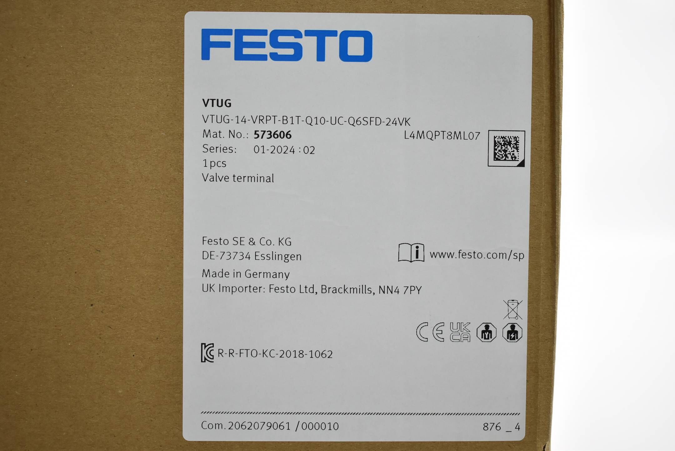 Festo VTUG Ventilinsel VTUG-14-VRPT-B1T-Q10-UC-Q6SFD-24VK ( 573606 )