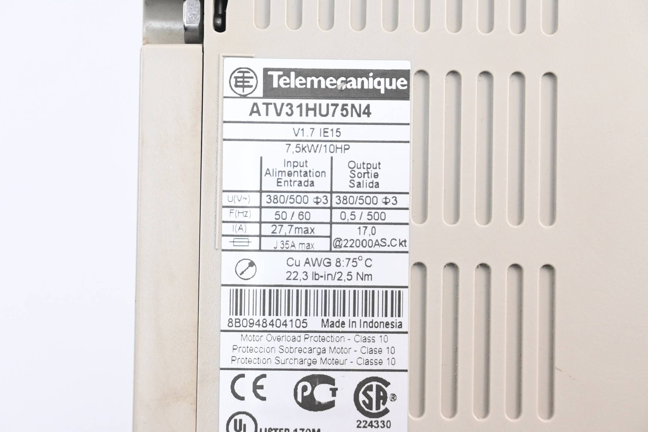 Telemecanique Altivar 31 Frequenzumrichter ATV31HU75N4