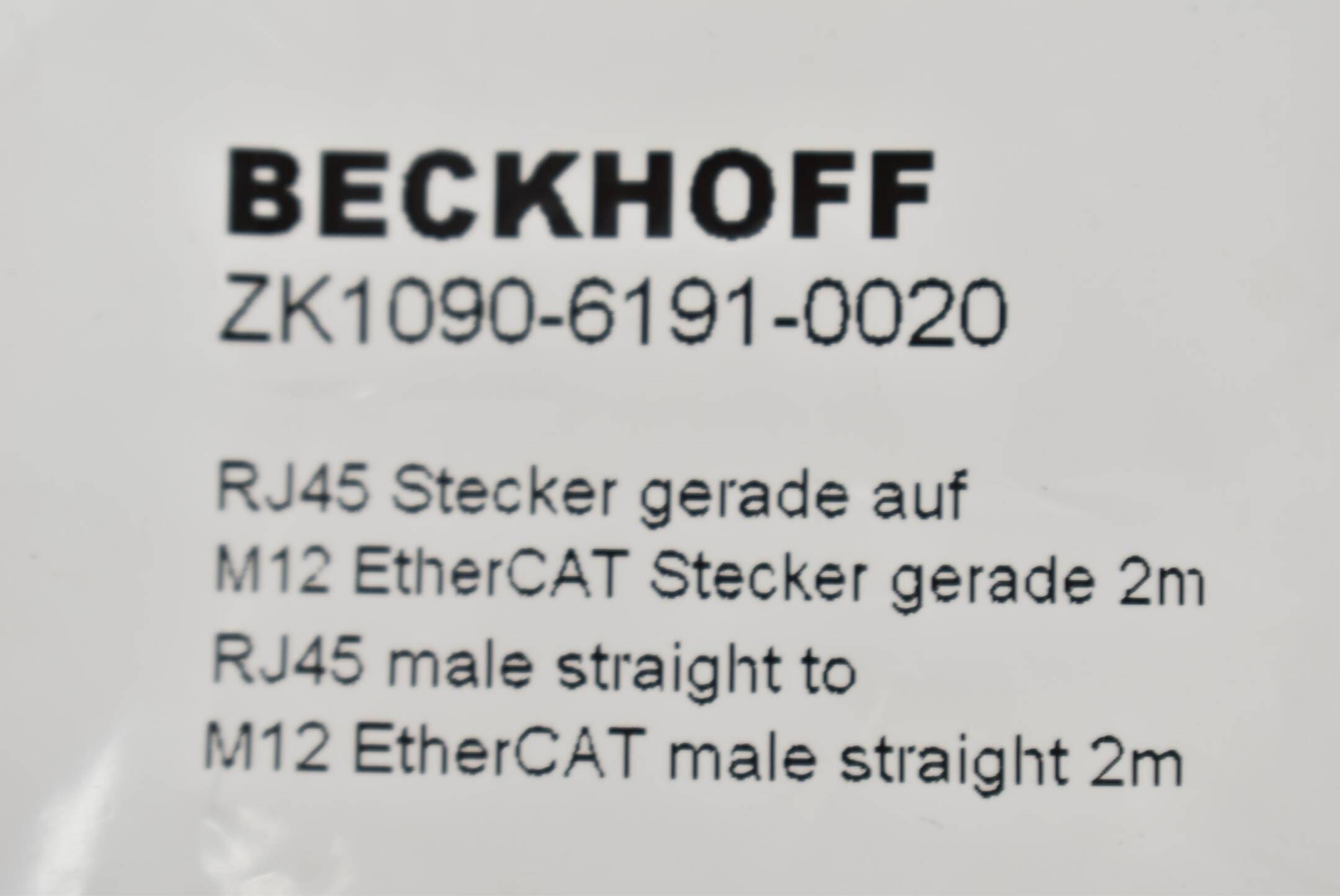 Beckhoff EtherCAT-Leitung PUR AWG 22 RJ45 Stecker 2 m ZK1090-6191-0020