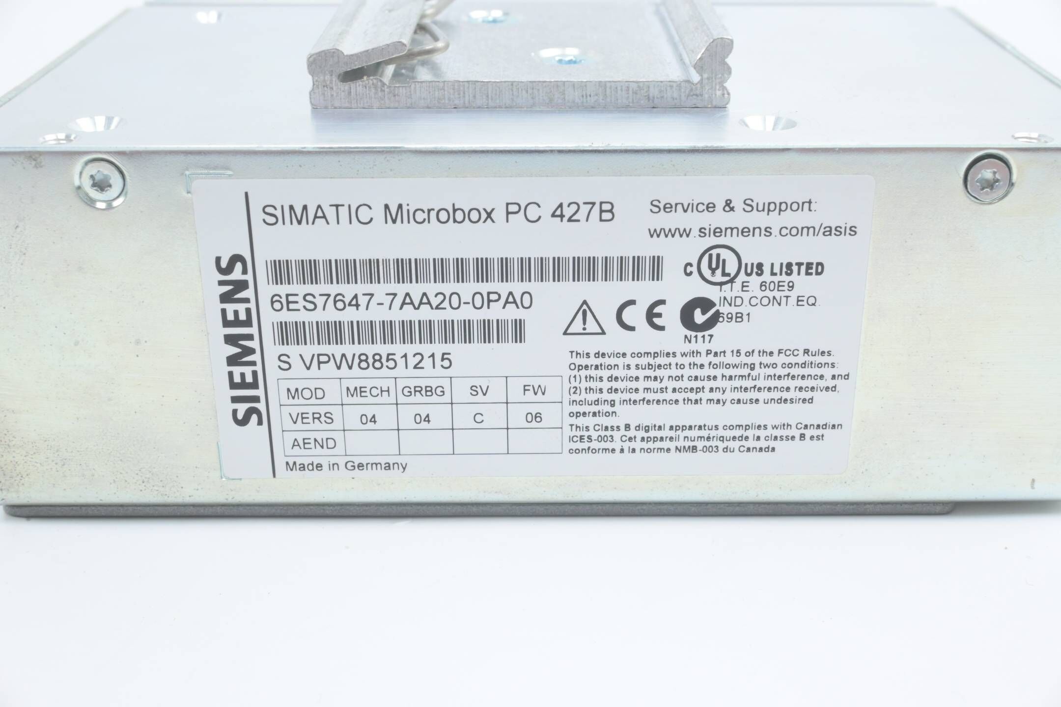 Siemens Simatic Microbox PC 427B 6ES7647-7AA20-0PA0 ( 6ES7 647-7AA20-0PA0 )E.04