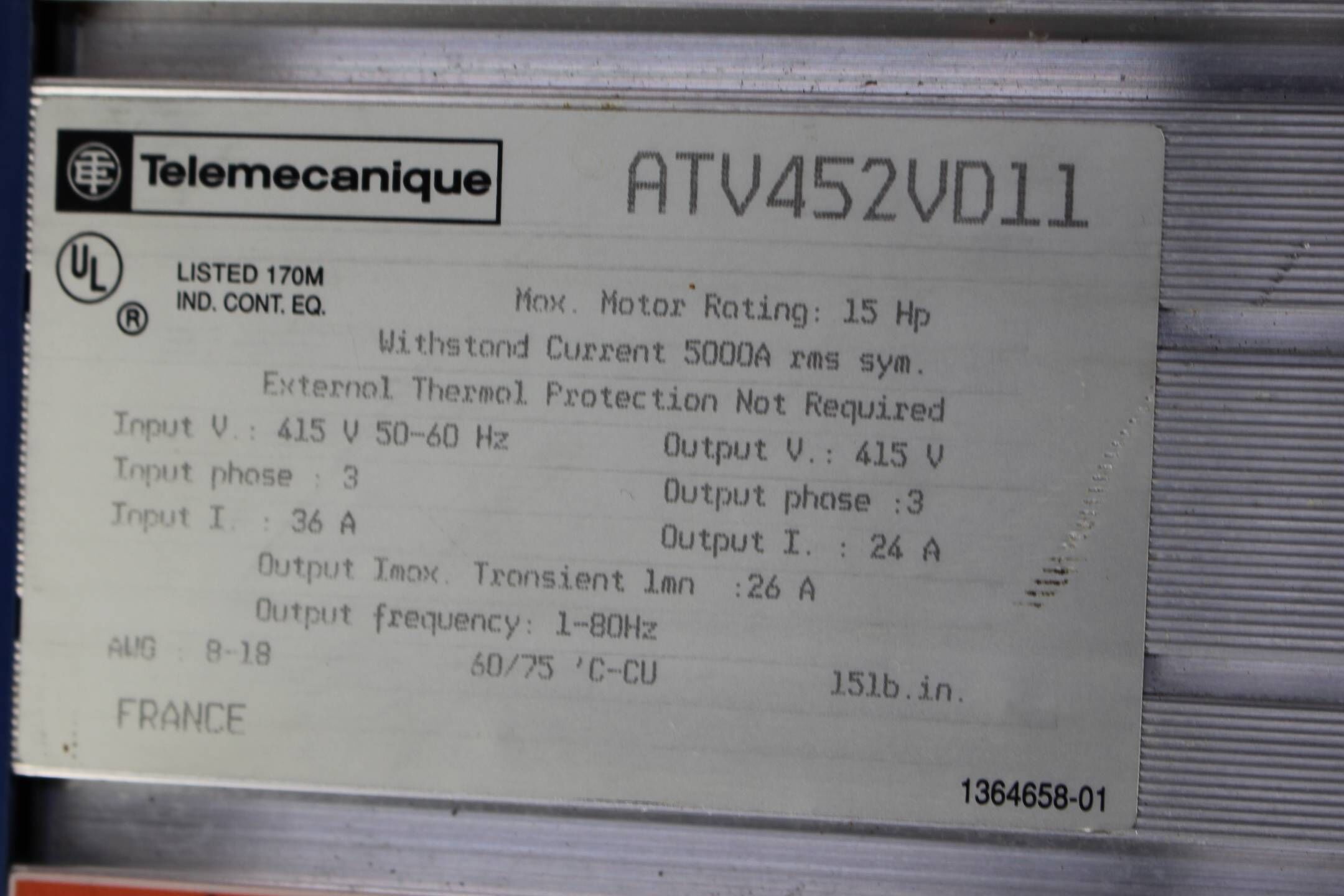 Telemecanique ATV452VD11 Frequenzumrichter ( Frequency converter )