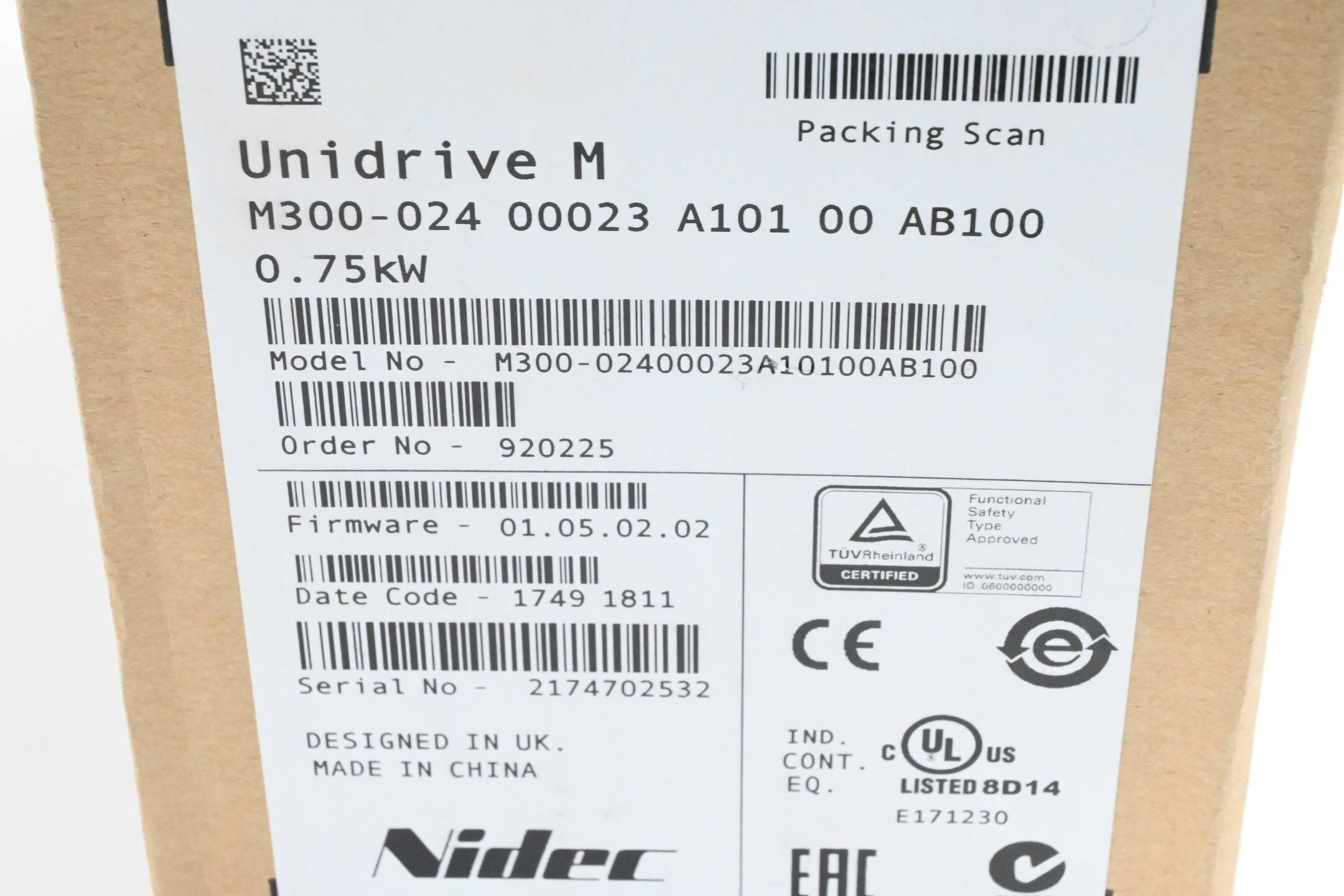 Nidec / Control Techniques Unidrive M M300-024 00023 A101 00 AB100